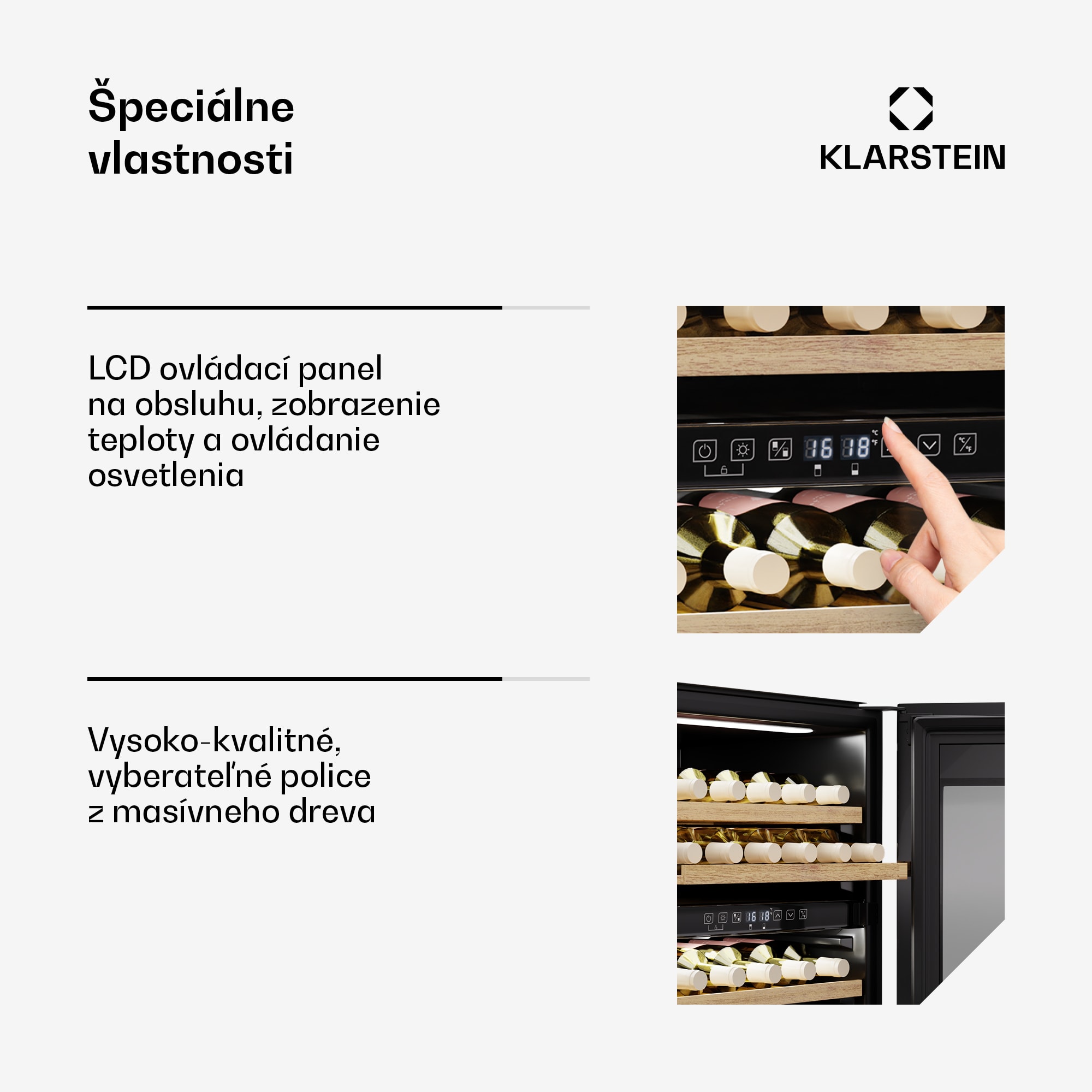 Klarstein Rhone 36 Duo chladnička na víno, 36 fliaš, LED ovládanie, push-to-open, tichá – Obrázok 5