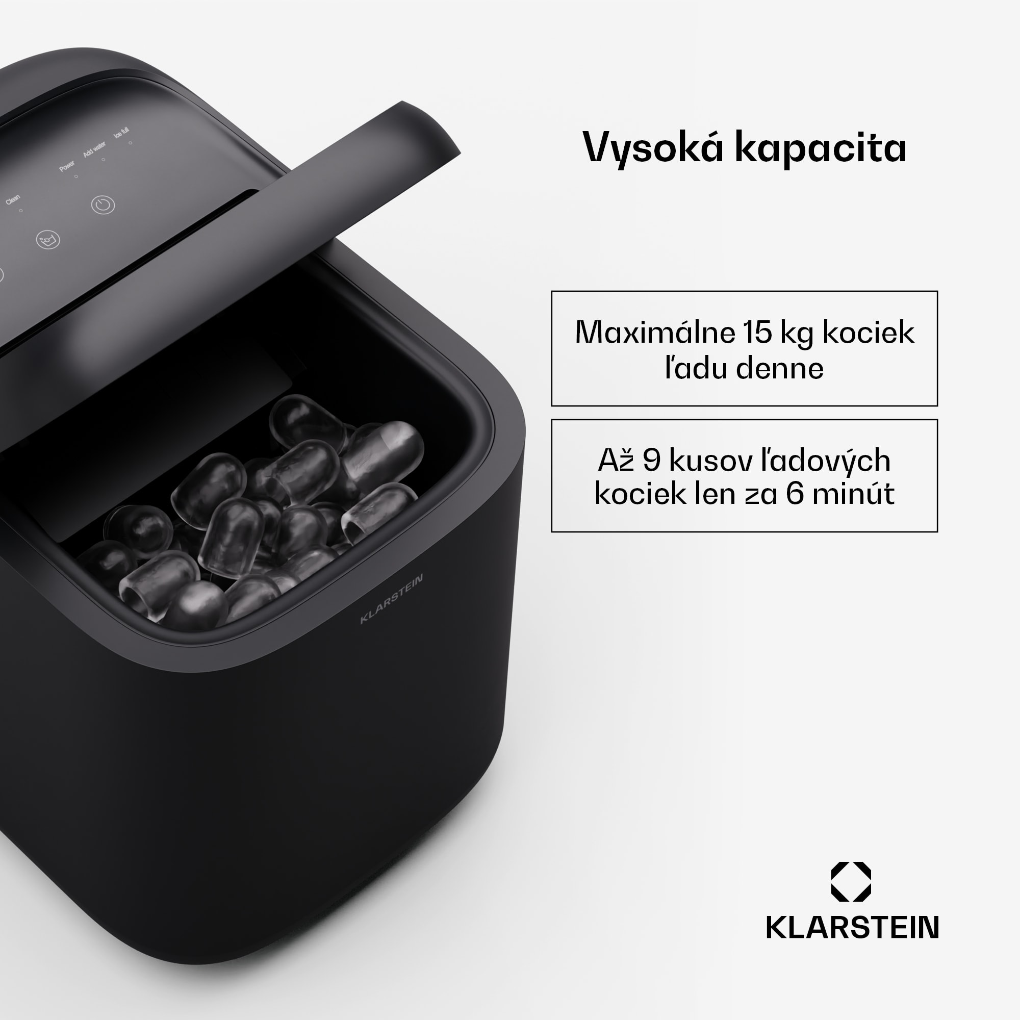Klarstein SparkIce stroj na výrobu ľadu, 2 režimy, 1,5 l studenej vody, automatické čistenie, 15 kg/24 hod – Obrázok 2