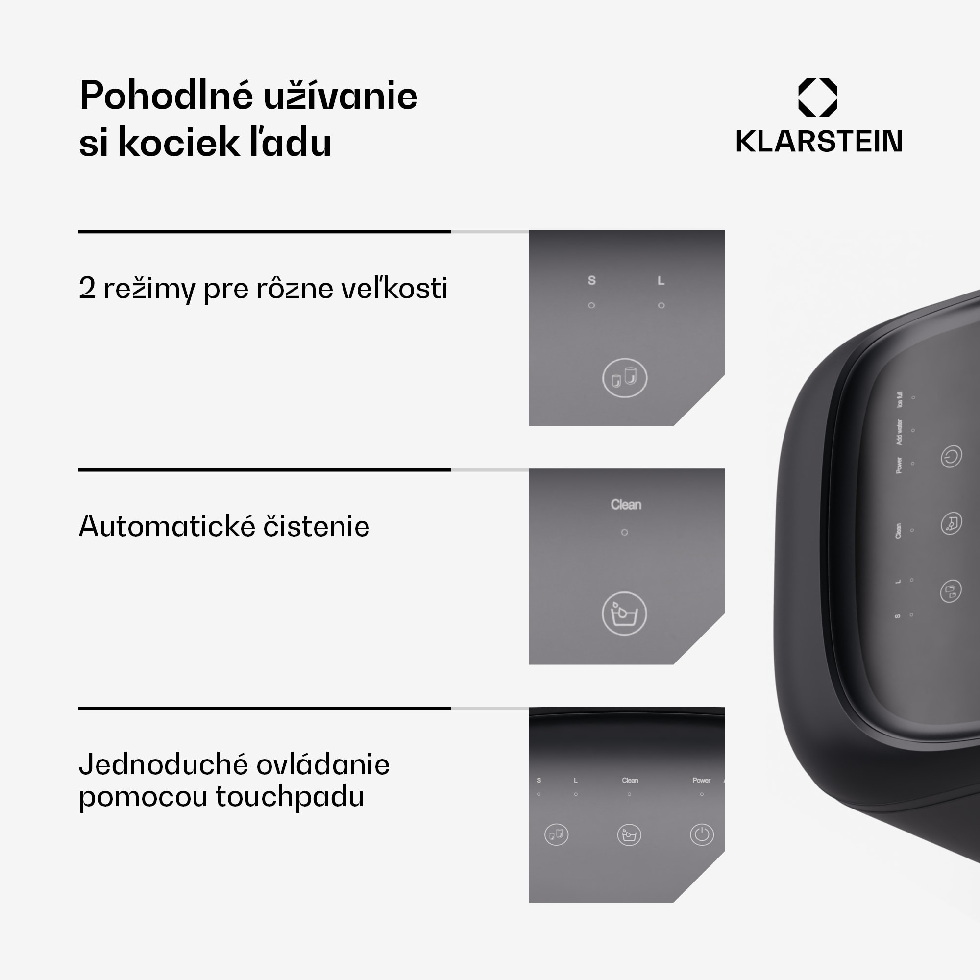 Klarstein SparkIce stroj na výrobu ľadu, 2 režimy, 1,5 l studenej vody, automatické čistenie, 15 kg/24 hod – Obrázok 4