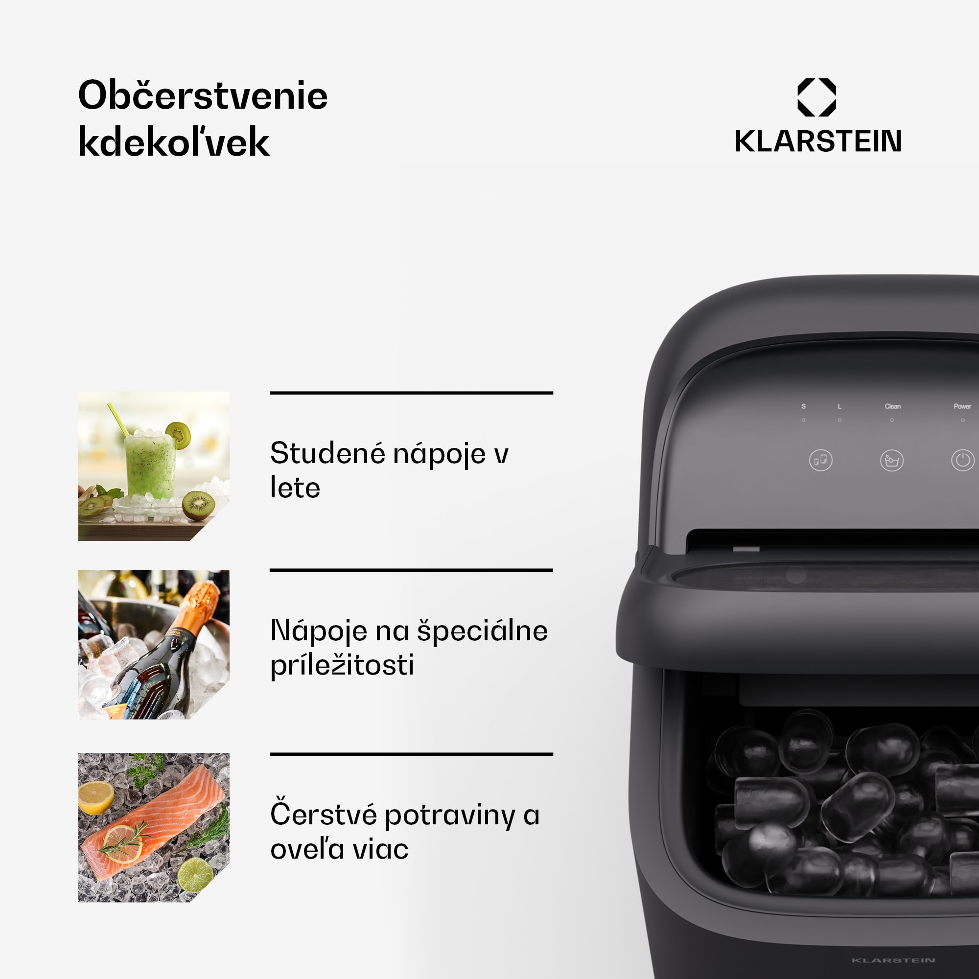 Klarstein SparkIce stroj na výrobu ľadu, 2 režimy, 1,5 l studenej vody, automatické čistenie, 15 kg/24 hod – Obrázok 5