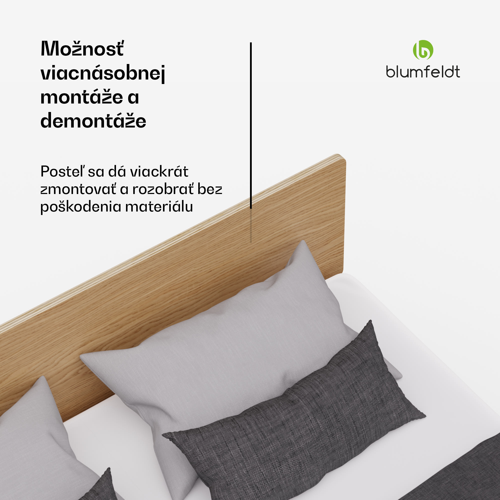 Blumfeldt NordicAura Double rám manželskej postele, 140 cm x 200 cm, robustný, bez náradia, eukalyptové drevo, polička – Obrázok 5