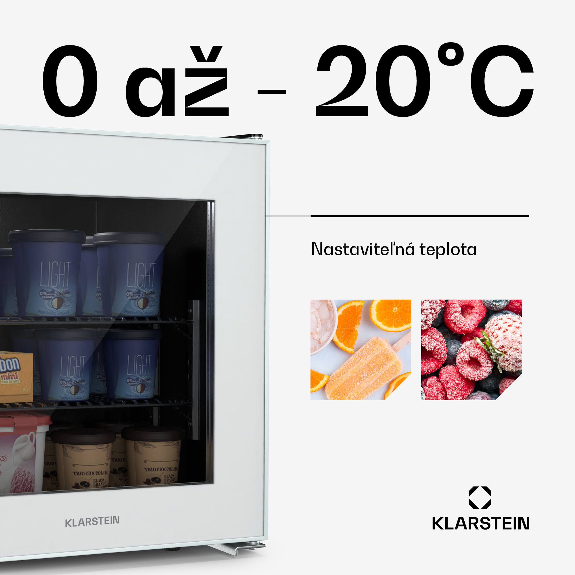 Klarstein IceAge 36 mraznička, 36 litrov, EEK E, 2 police, termostat, sklenená predná časť – Obrázok 5