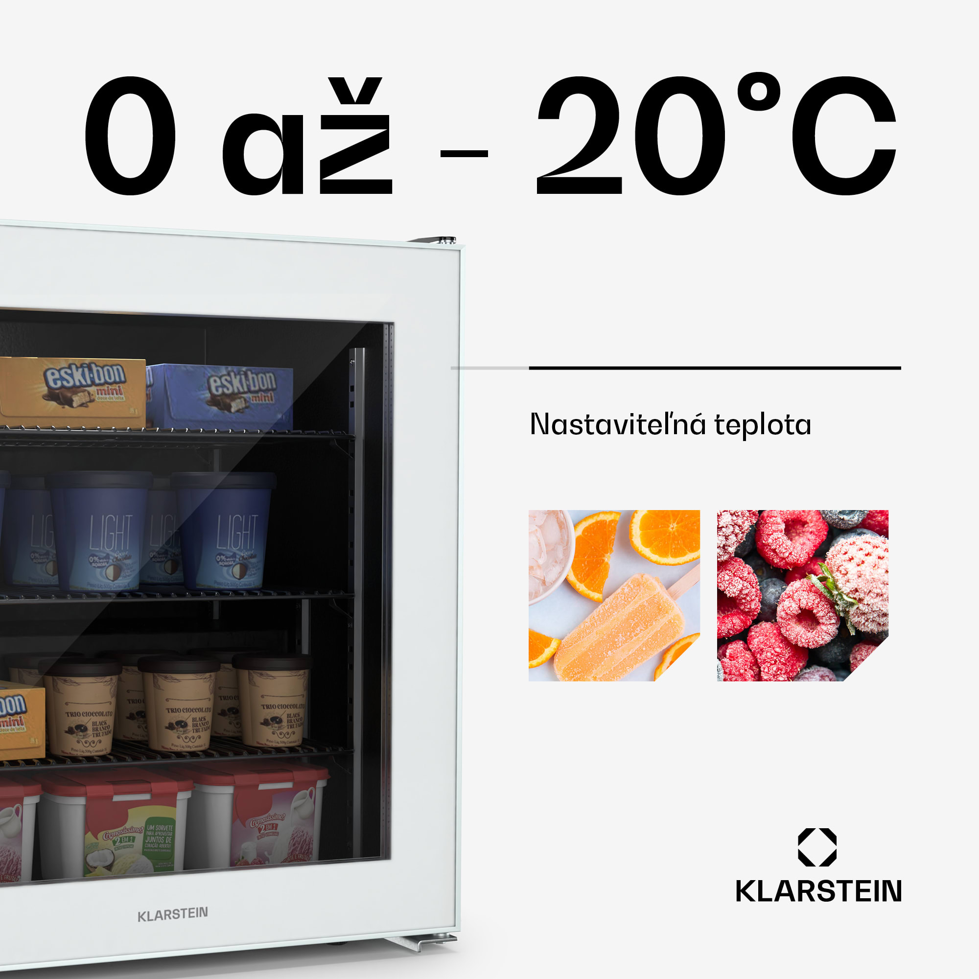 Klarstein IceAge 88 mraznička, 88 litrov, EEK E, 3 police, termostat, sklenená predná časť – Obrázok 5