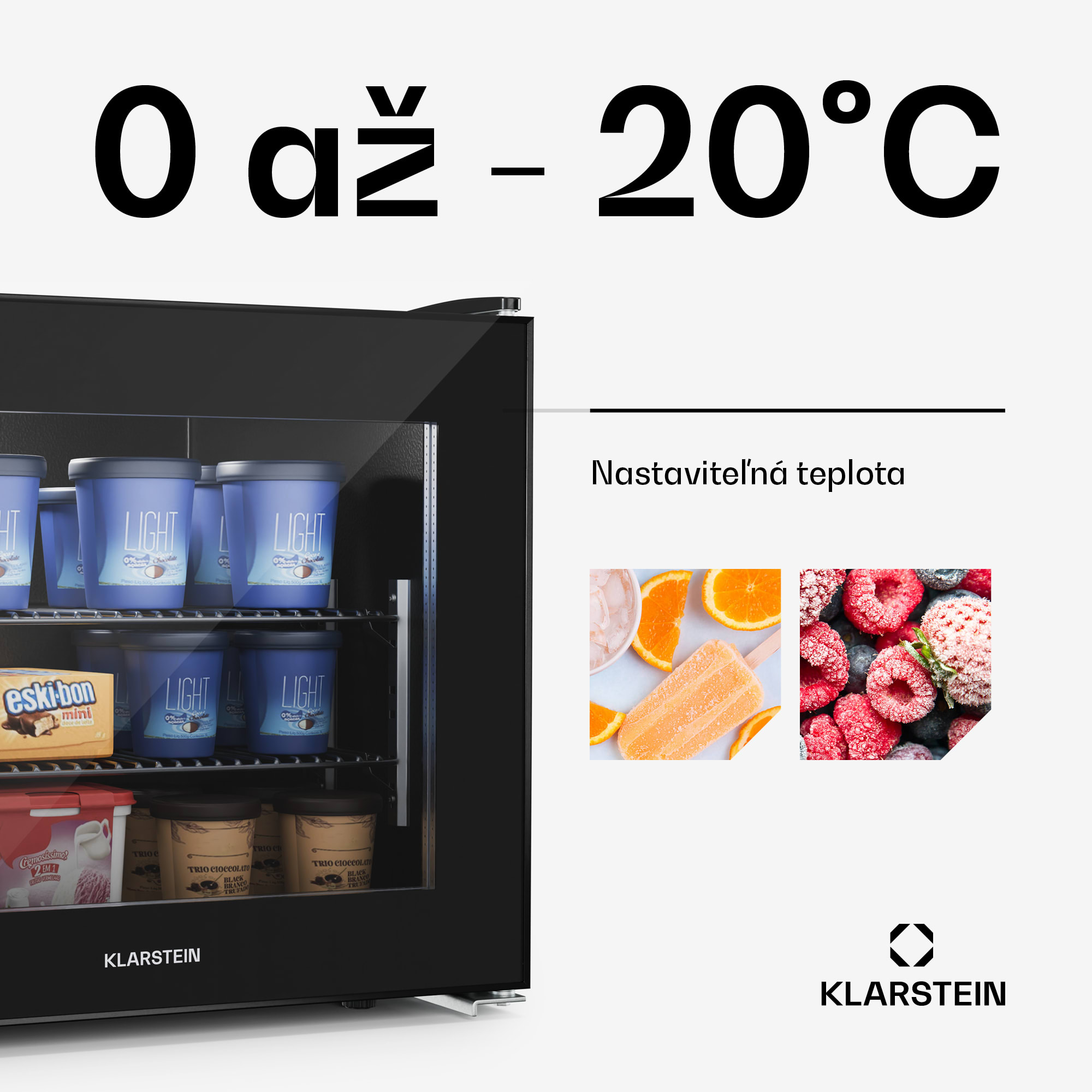 Klarstein IceAge 42 mraznička, 42 litrov, EEK E, 2 police, termostat, sklenená predná časť – Obrázok 5
