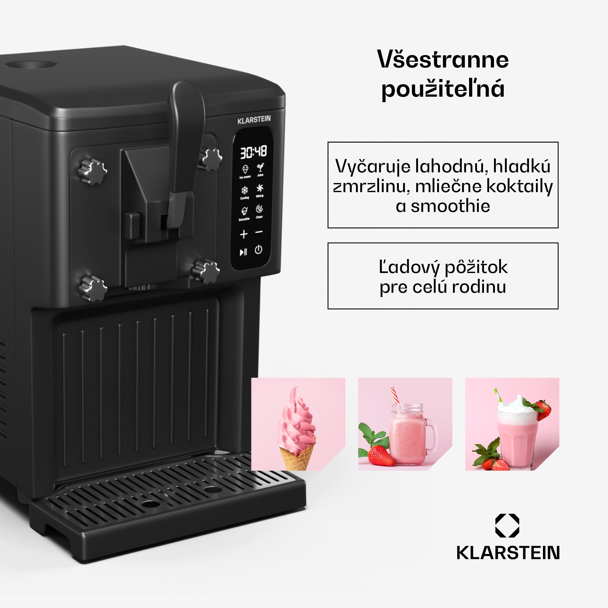 Klarstein Sweet Sundae zmrzlinovač, zmrzlina, smoothies a mliečne koktaily, automatické čistenie – Obrázok 3