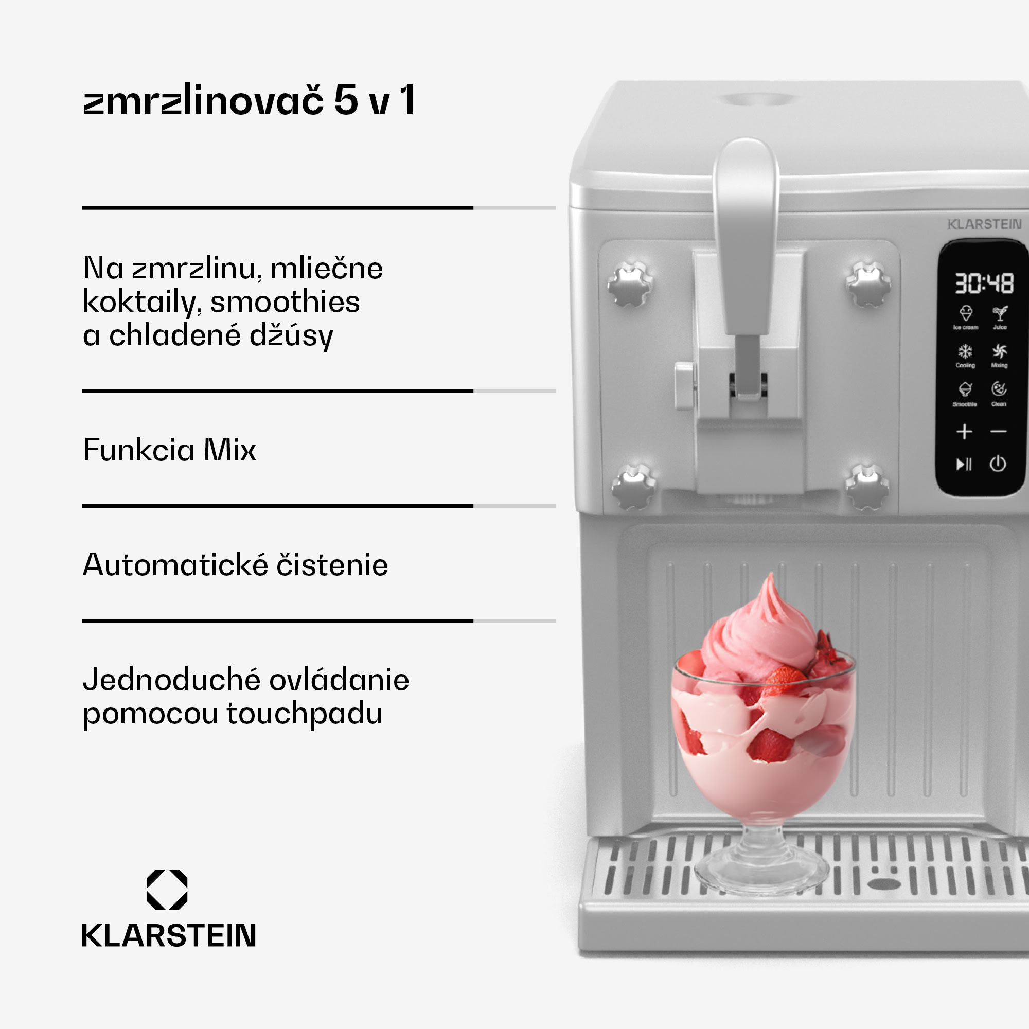 Klarstein SweetSwirl zmrzlinovač, zmrzlina, smoothies a mliečne koktaily, automatické čistenie – Obrázok 2