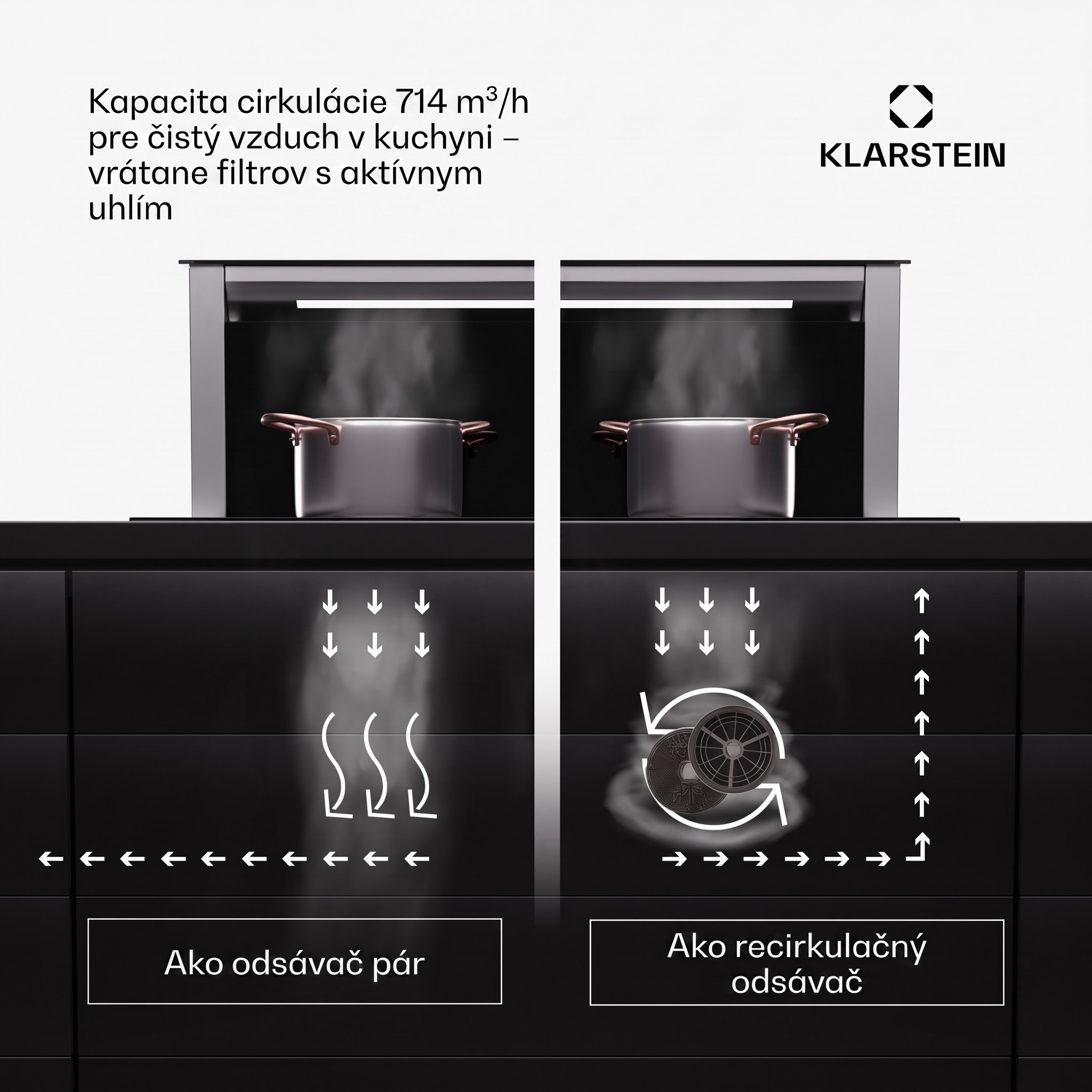 Klarstein Royal Flush Eco 75 digestor 75 cm 714 m³/h EEK A++ vrátane filtrov s aktívnym uhlím – Obrázok 3