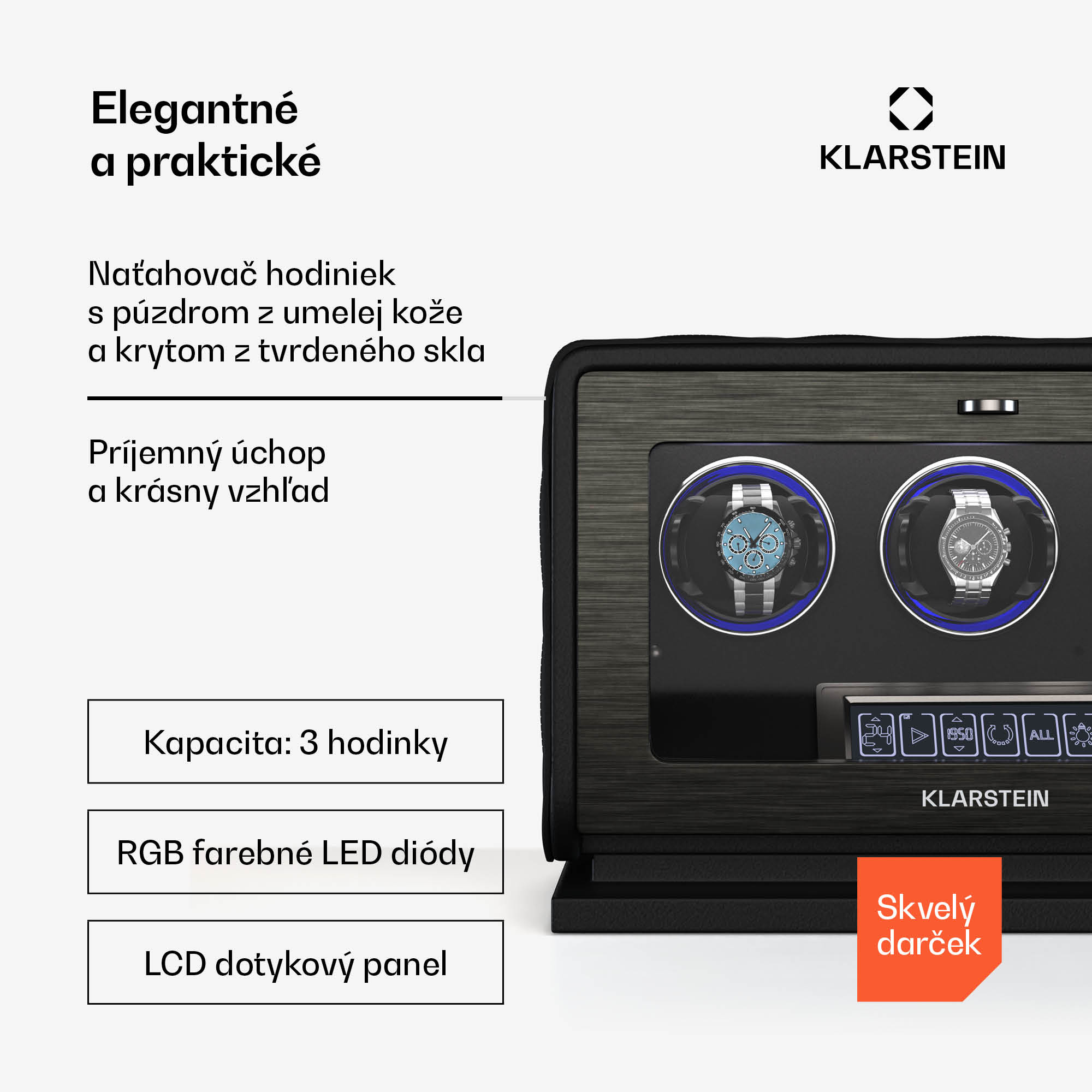 Klarstein LuminousTime naťahovač hodiniek, 3 hodinky, mnoho nastavení, LED, 10 dB – Obrázok 2