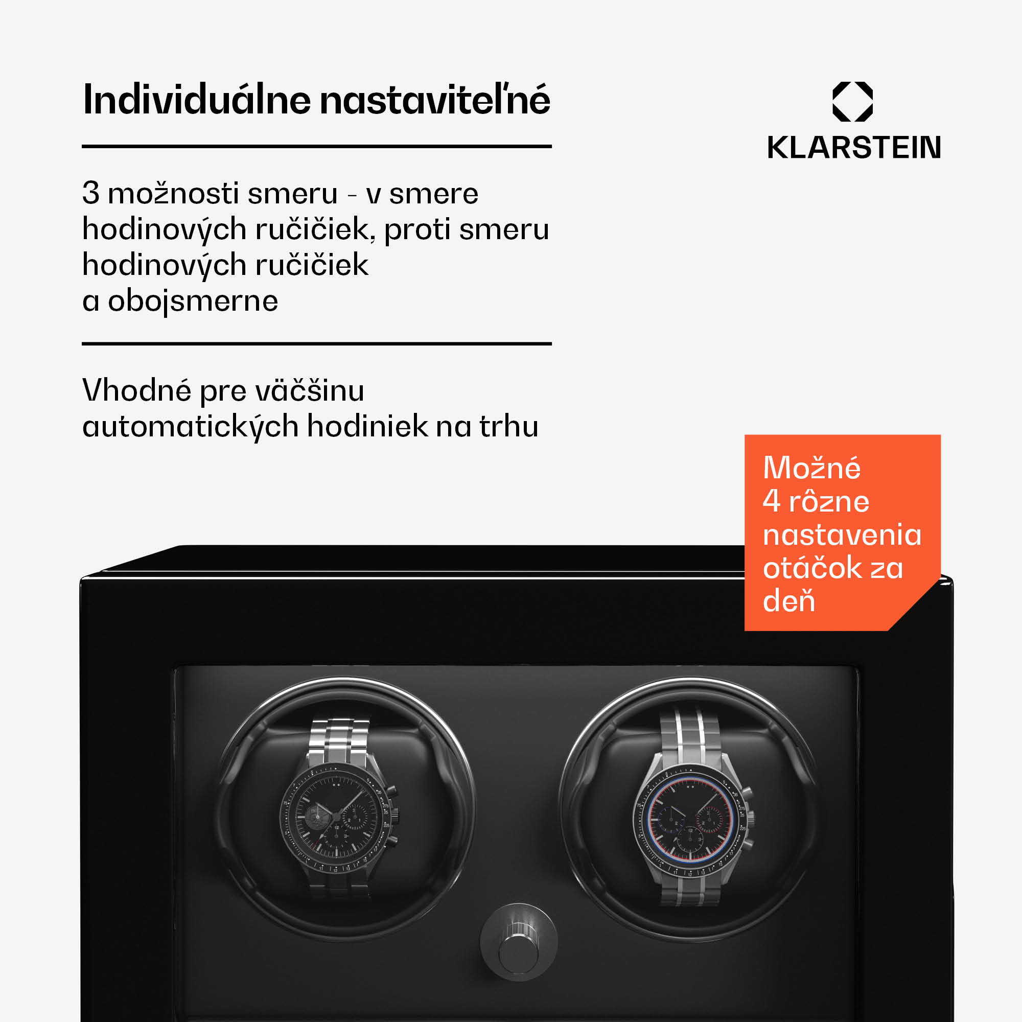Klarstein ChronoVault navíjač hodiniek | 2+3 hodinky | vegánsky | vysoký lesk | 4 režimy | Mabuchi motor | LED | zásuvka – Obrázok 3