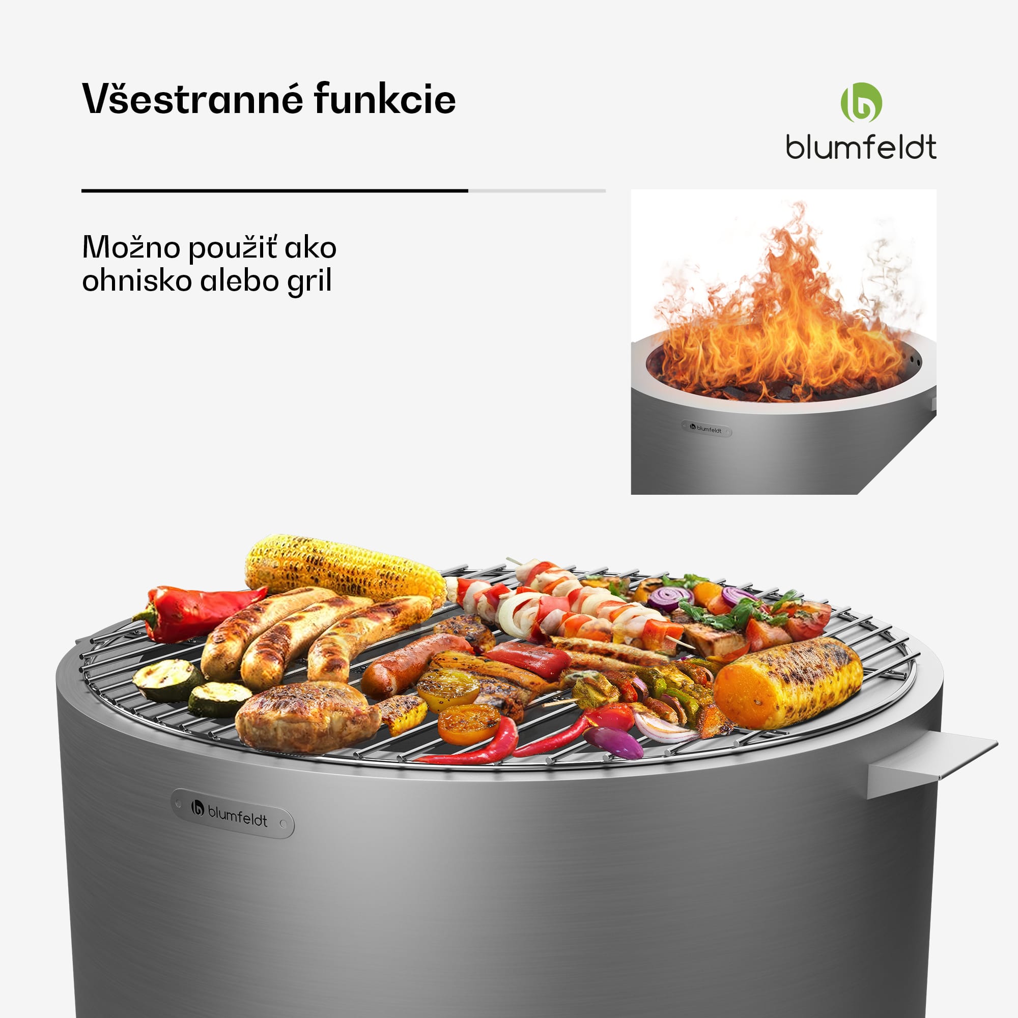 Blumfeldt Ignite Pure ohnisko, nízka dymivosť, grilovací rošt, nehrdzavejúca oceľ, prenosné, kryt proti dažďu, držadlá na prenášanie – Obrázok 3
