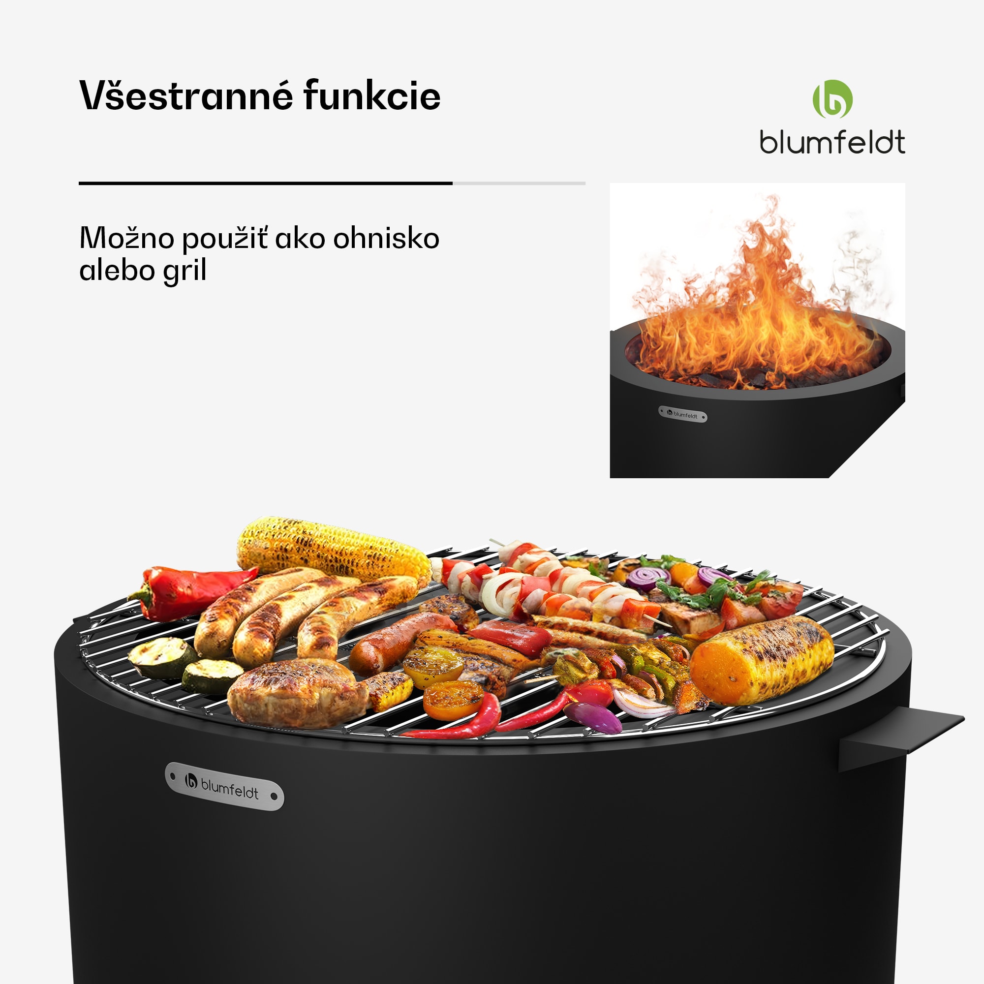 Blumfeldt Ignite Pure ohnisko, nízka dymivosť, grilovací rošt, nehrdzavejúca oceľ, prenosné, kryt proti dažďu, držadlá na prenášanie – Obrázok 3
