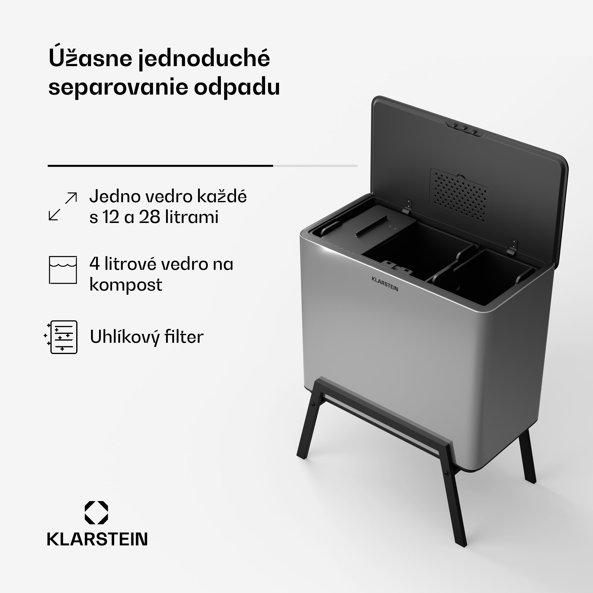 Klarstein Yuma odpadkový kôš 40 l vrátane kompostéra so stojanmi a filtrom pachov – Obrázok 3