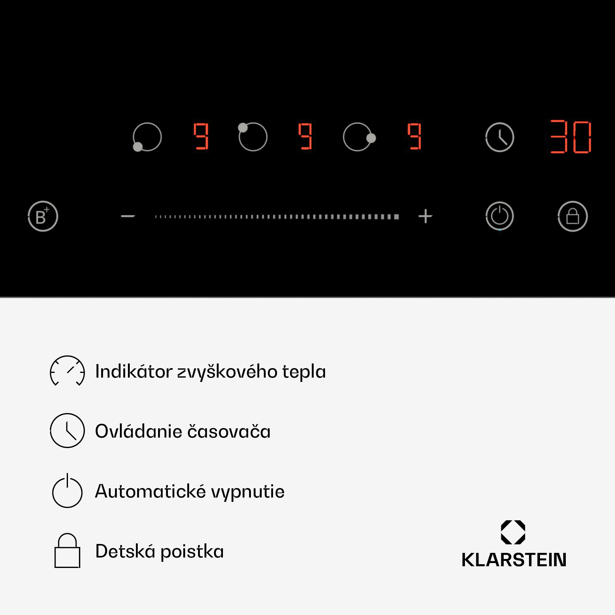 Klarstein Delicatessa Indukčná varná doska, 45 cm, 6600 W, 3 varné platne, Slider-Control, Boost – Obrázok 5