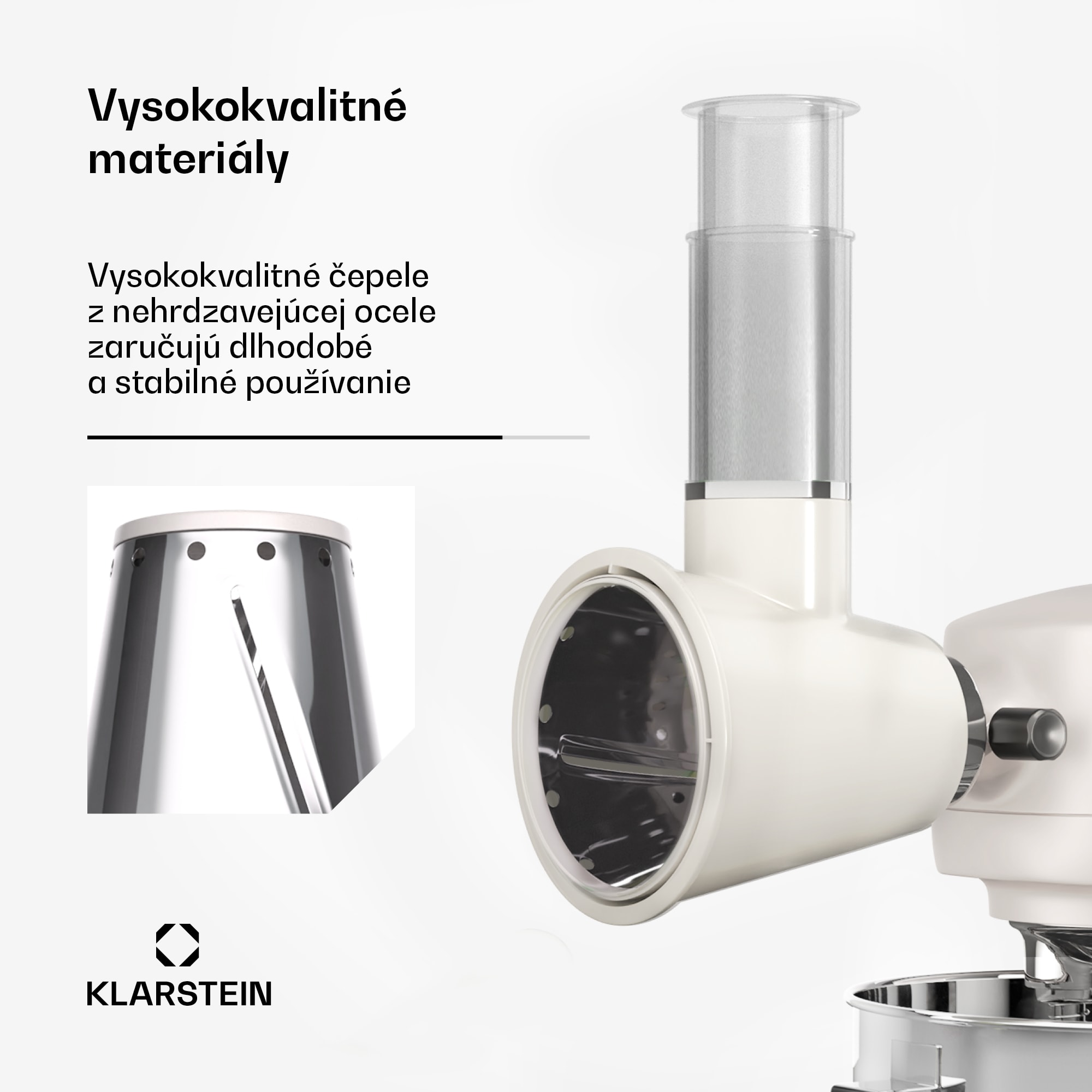 Klarstein Nástavec na šalát Chiara, 3 rôzne čepele, nehrdzavejúca oceľ, kompaktný, ľahko sa čistí – Obrázok 5