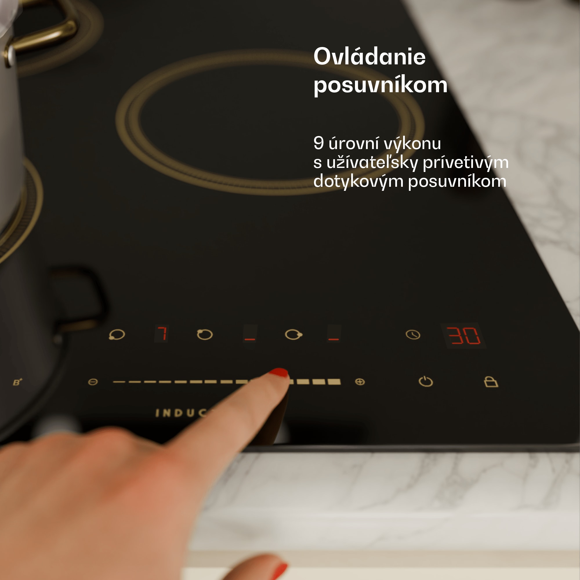 Klarstein Victoria indukčná varná doska, 45 cm, 6 600 W, 3 varné zóny, ovládanie posuvníkom, boost – Obrázok 5