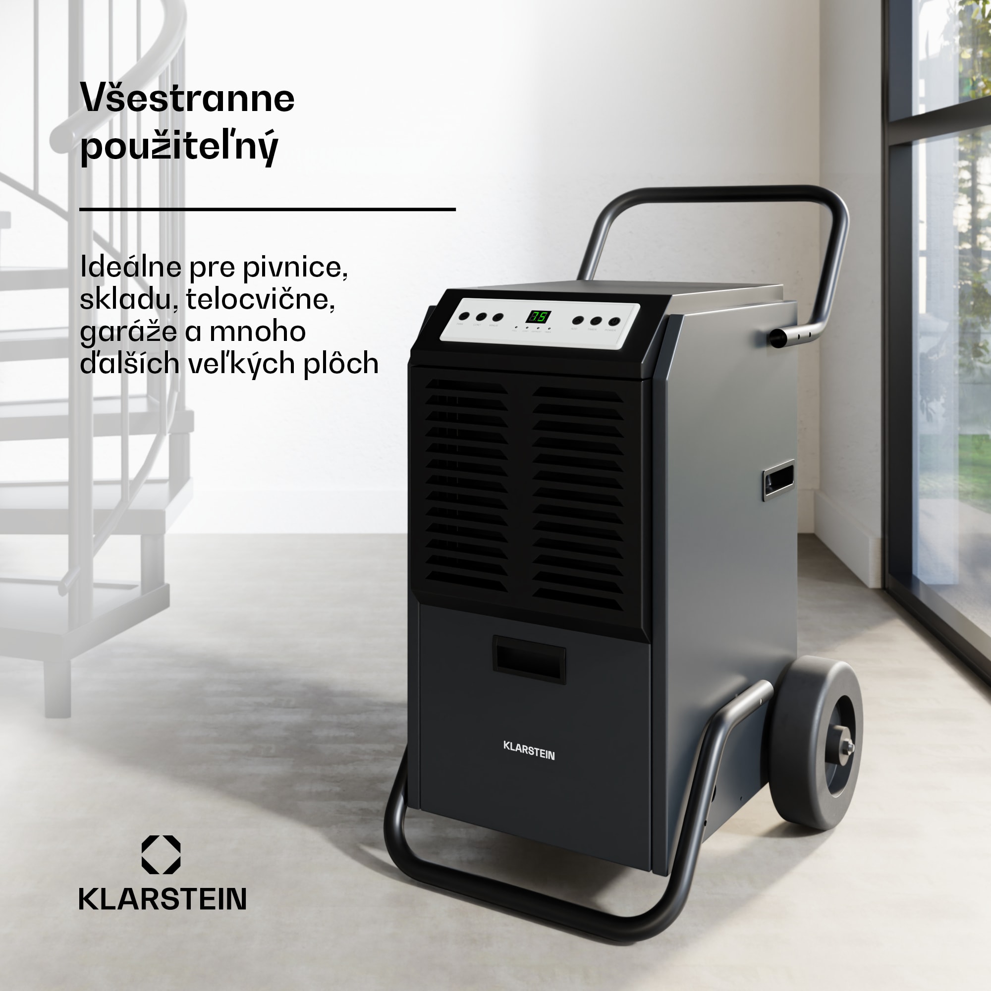 Klarstein DuraDry 50L odvlhčovač vzduchu, 50 l/deň, 70-100 m², nehrdzavejúca oceľ, mobilný, 450 m³/h – Obrázok 4