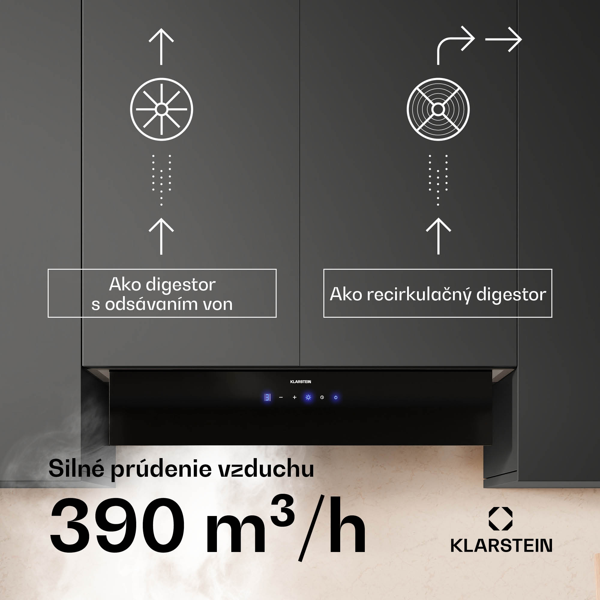 Klarstein Ventimate digestor, dotykové ovládanie, odsávanie/recirkulácia, EEK A+, 3 úrovne, LED, tichý – Obrázok 4