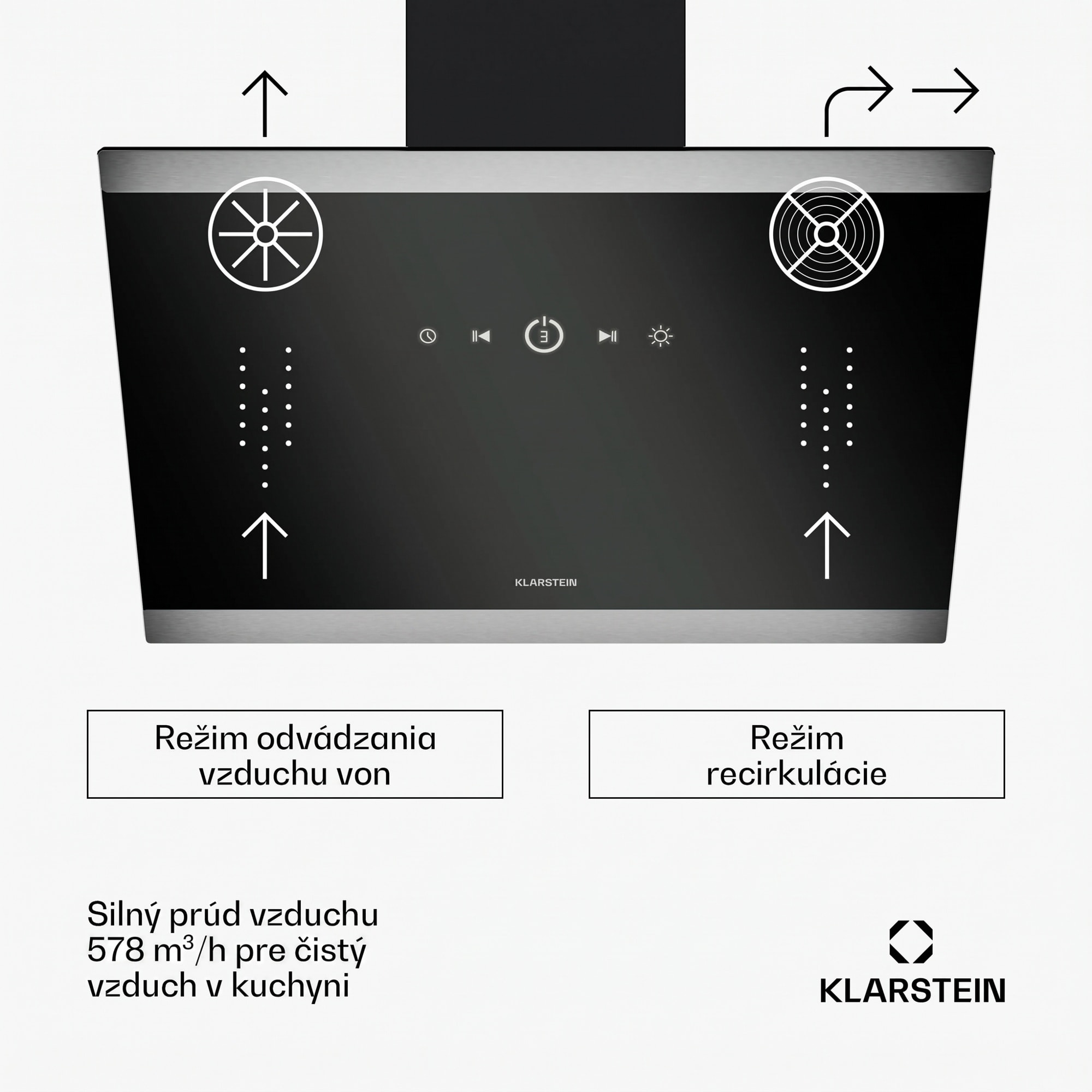 Klarstein FlashLine digestor, A++, 578 m³/h, 3 úrovne, dotykový, tichý, LED, odsávanie/recirkulácia, 100 W – Obrázok 2