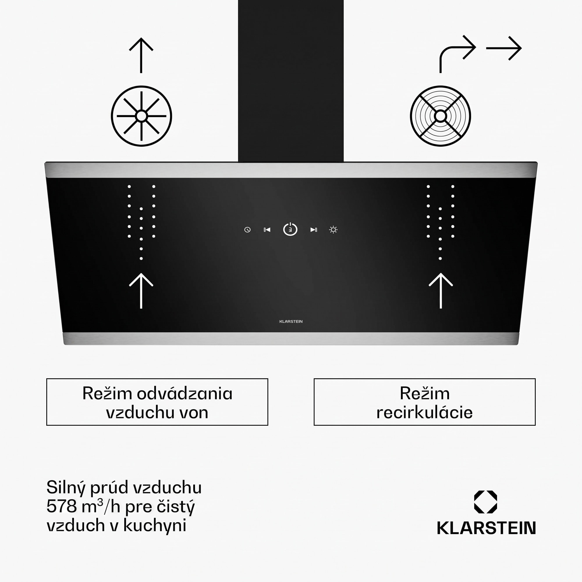 Klarstein FlashLine odsávač pár | A++ | 578 m³/h | 3 stupne | dotykový | tichý | LED | odťah/recirkulácia | 100W – Obrázok 2