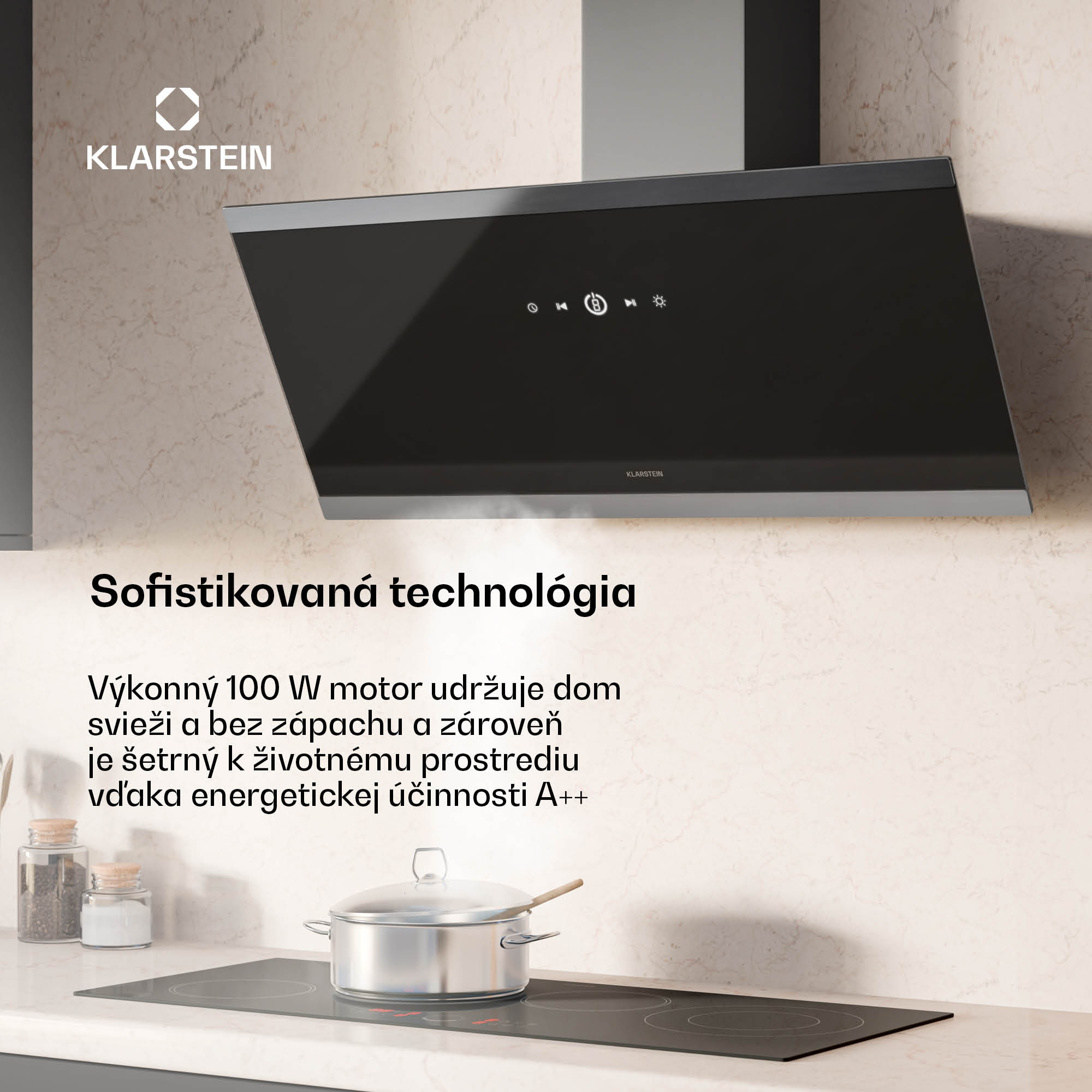 Klarstein FlashLine odsávač pár | A++ | 578 m³/h | 3 stupne | dotykový | tichý | LED | odťah/recirkulácia | 100W – Obrázok 3