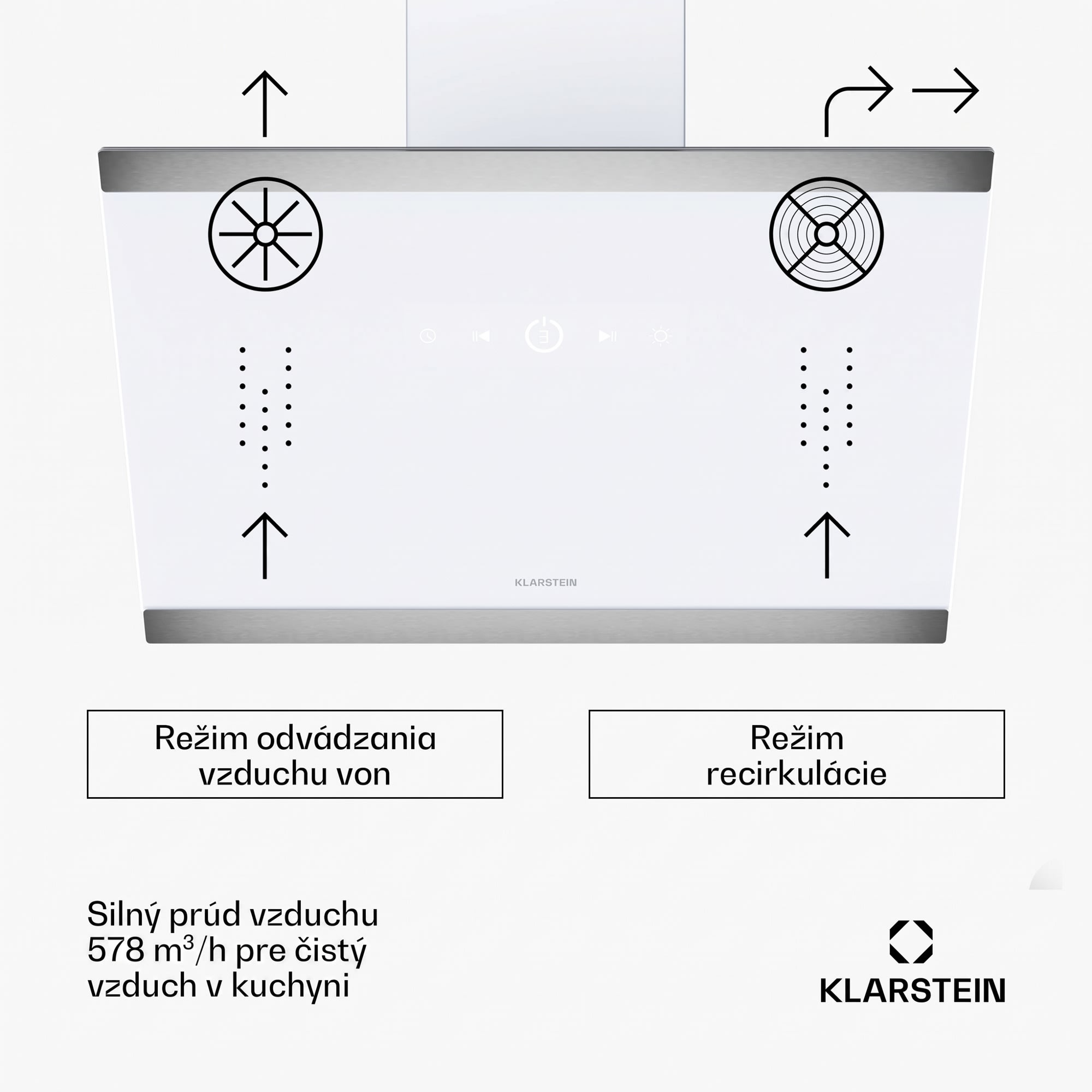 Klarstein FlashLine digestor, A++, 578 m³/h, 3 úrovne, dotykový, tichý, LED, odsávanie/recirkulácia, 100 W – Obrázok 2