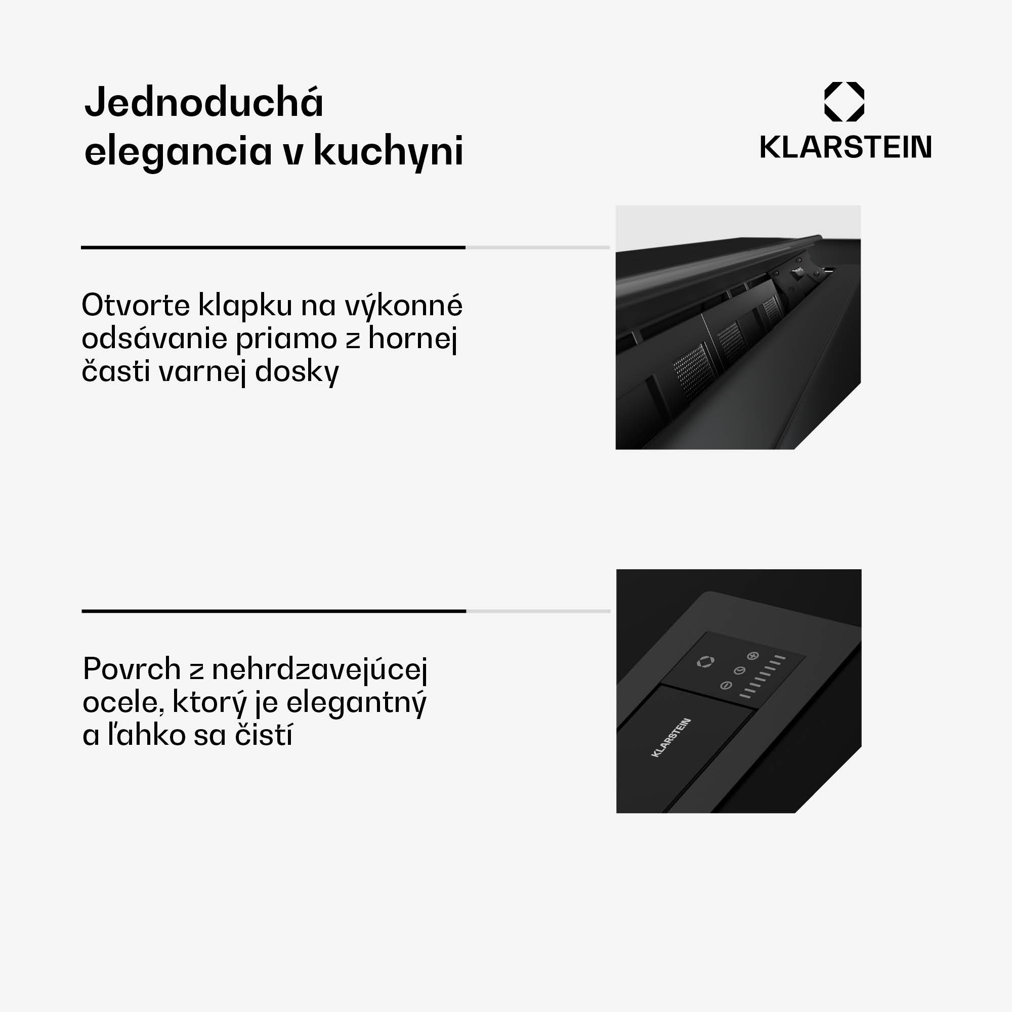 Klarstein Brisa digestor, výsuvný, 586 m³/h, A+, LED, 51 dB, režim odsávania/recirkulácie – Obrázok 3