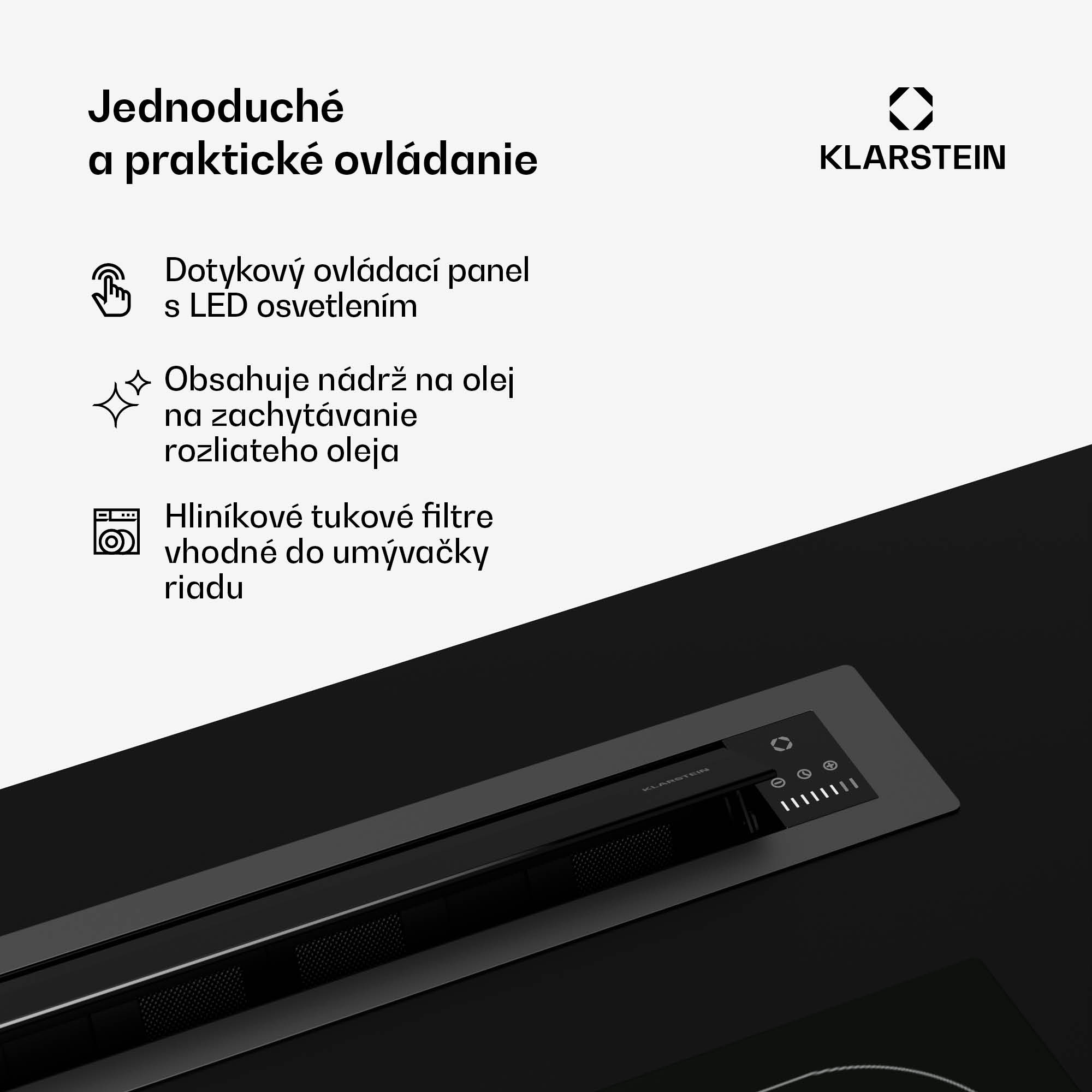 Klarstein Brisa digestor, výsuvný, 586 m³/h, A+, LED, 51 dB, režim odsávania/recirkulácie – Obrázok 5