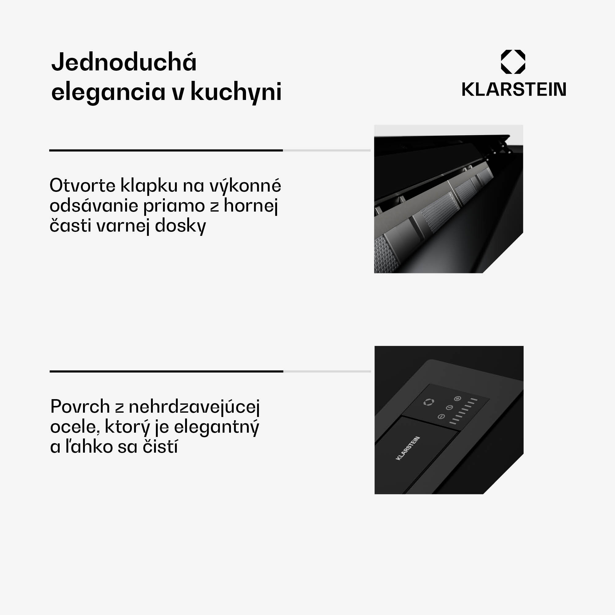 Klarstein Brisa digestor, výsuvný, 708 m³/h, A+, LED, 42 dB, režim odsávania/recirkulácie – Obrázok 3