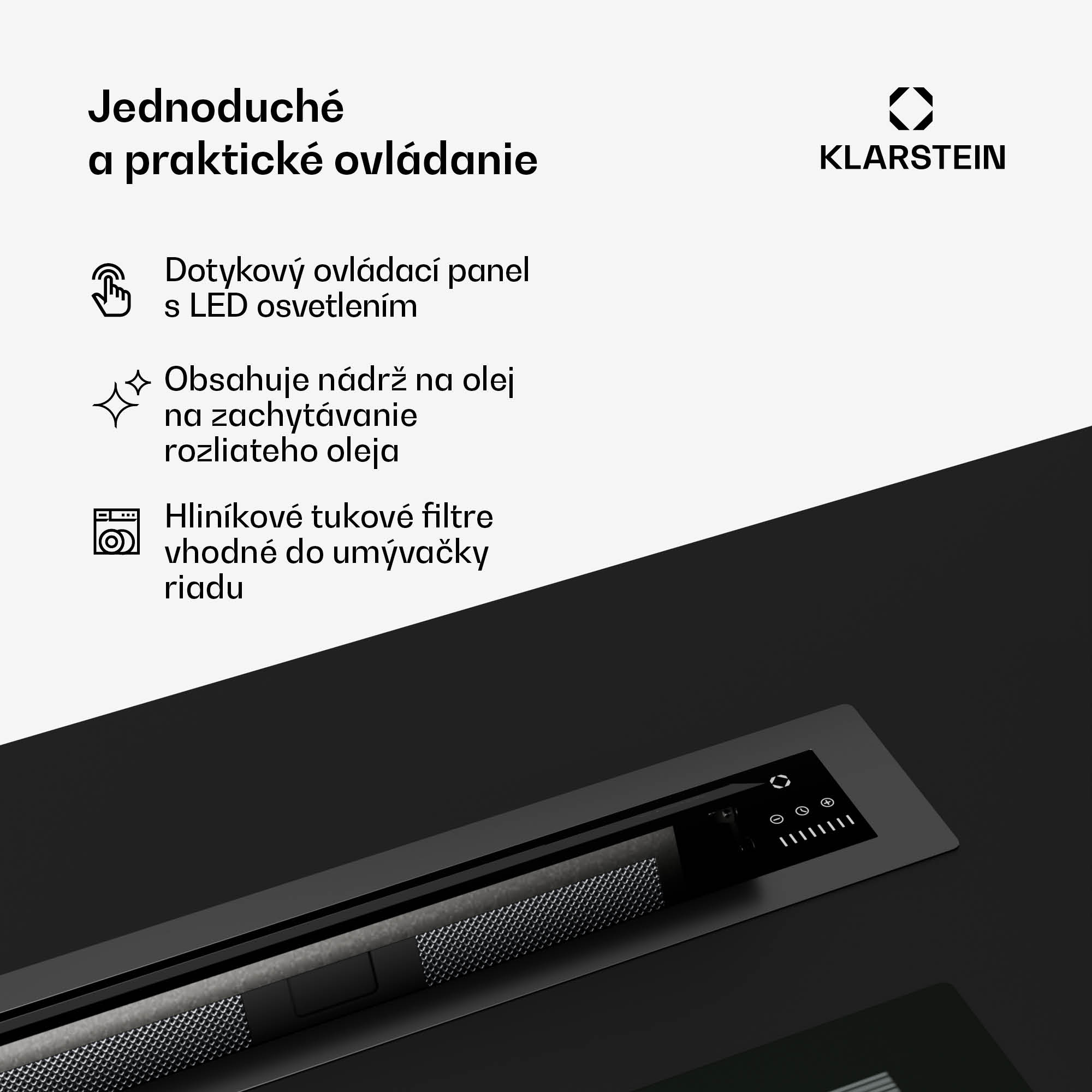 Klarstein Brisa digestor, výsuvný, 708 m³/h, A+, LED, 42 dB, režim odsávania/recirkulácie – Obrázok 5
