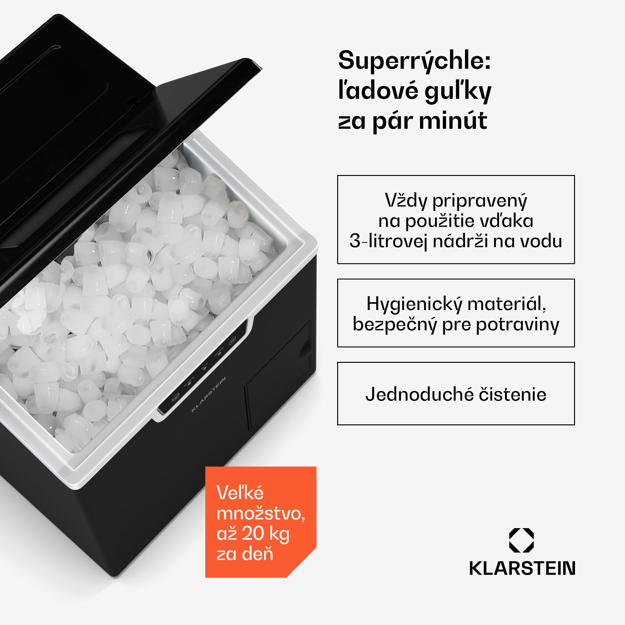 Klarstein Icefestival Bullet priemyselný výrobník kociek ľadu, 400W, 3 litre, 20kg/24h – Obrázok 2