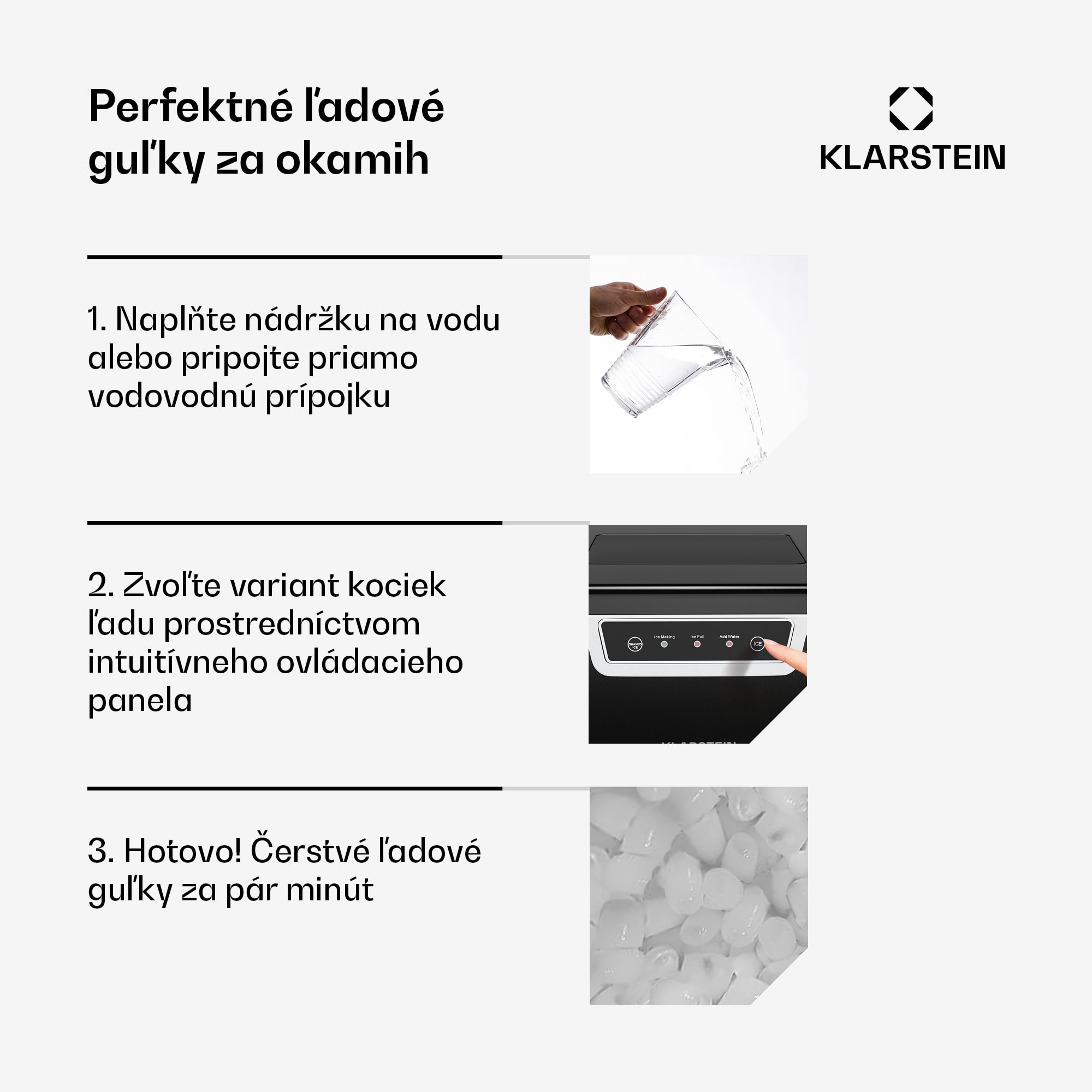 Klarstein Icefestival Bullet priemyselný výrobník kociek ľadu, 400W, 3 litre, 20kg/24h – Obrázok 4