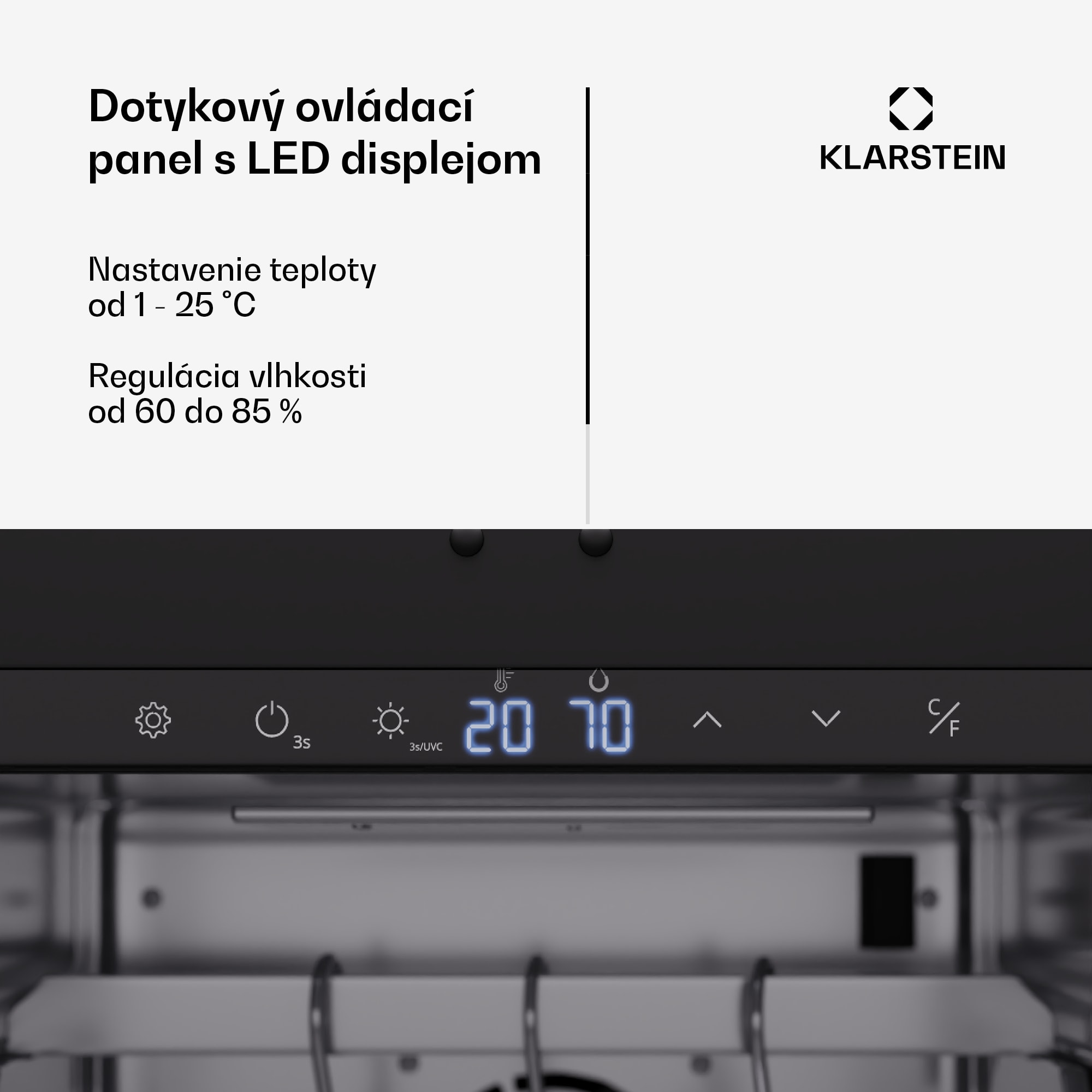 Klarstein Steakhouse zrenička | 88 l | antibakteriálna | LED | dotykové ovládanie | kontrola vlhkosti vzduchu – Obrázok 4