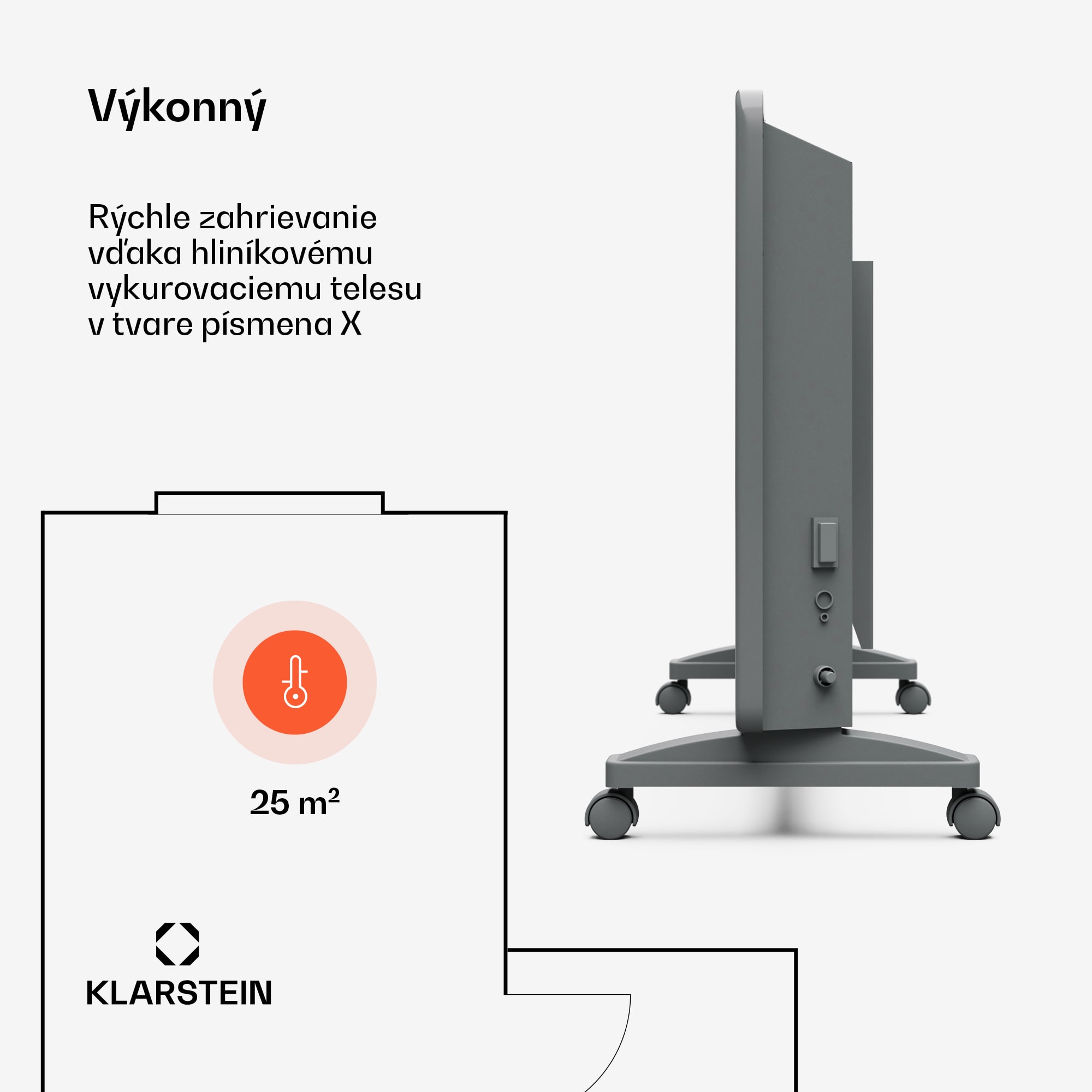 Klarstein Bansin Smart 2500 konvektorový ohrievač, 2500 W, Aplikácia, 5- 50 °C, LED displej, Dotykový displej – Obrázok 3