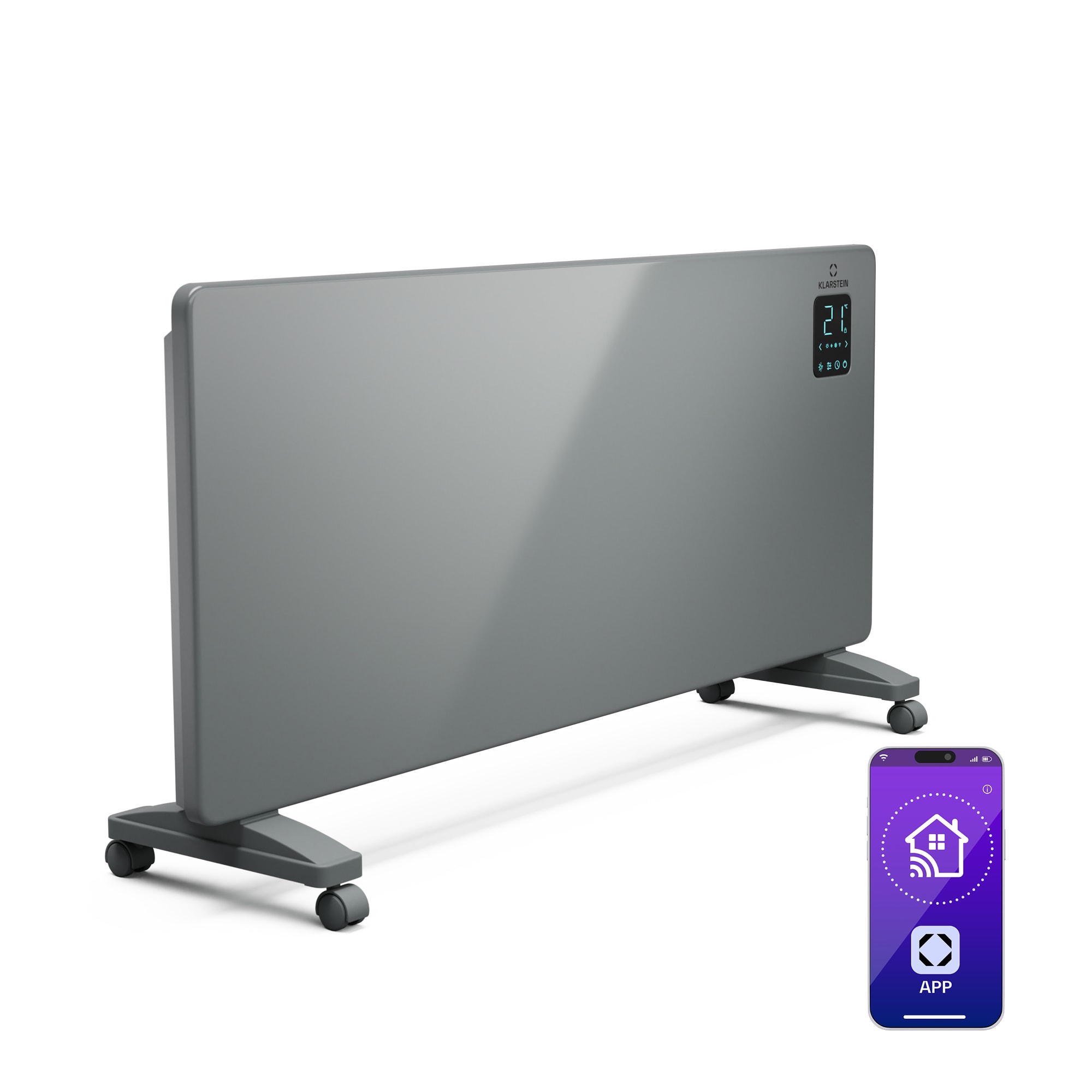 Klarstein Bansin Smart 2500 konvektorový ohrievač, 2500 W, Aplikácia, 5- 50 °C, LED displej, Dotykový displej
