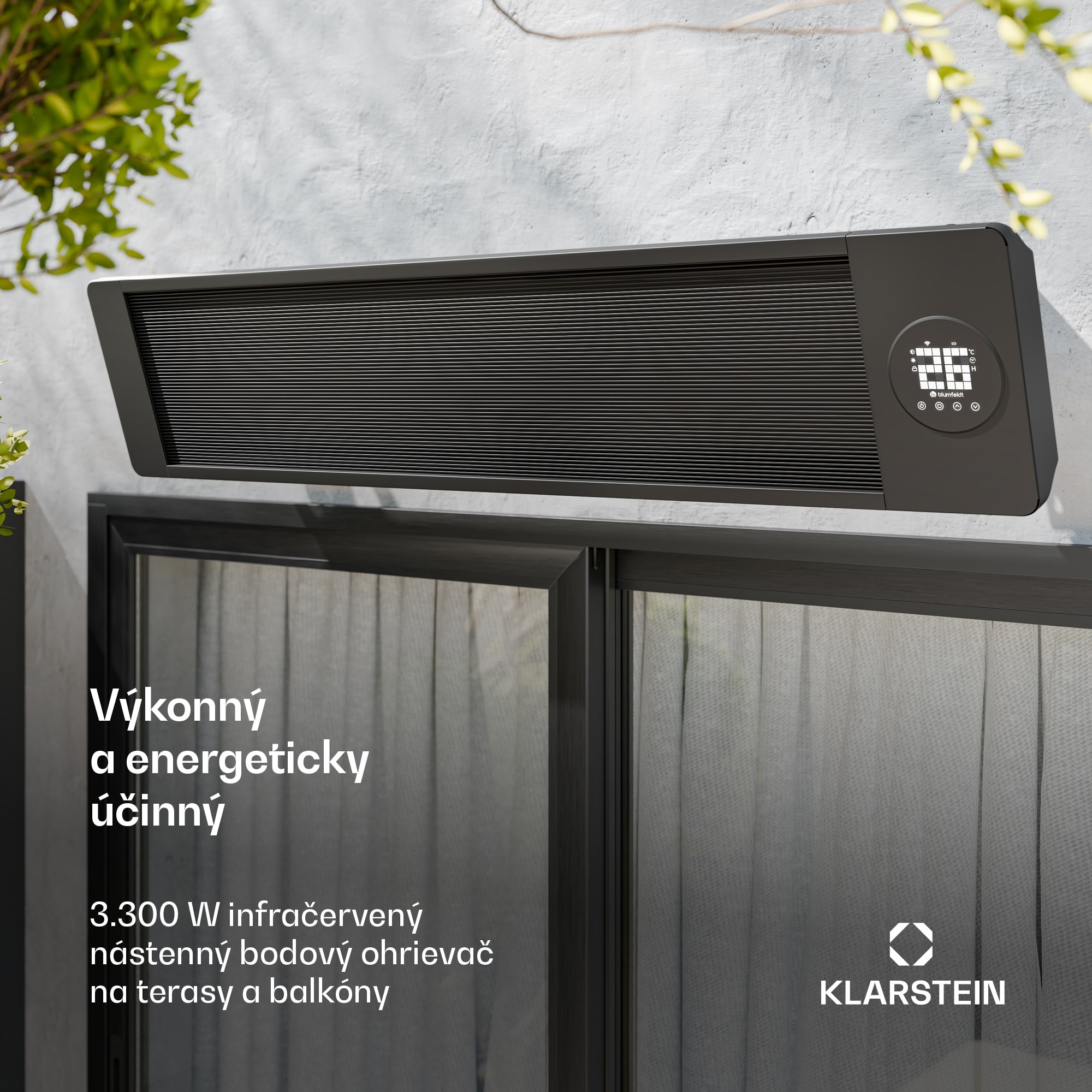 Blumfeldt Cosmic Beam infračervený nástenný ohrievač, pre exteriér, 5 až 50 stupňov, IP44, do 25 m² – Obrázok 2