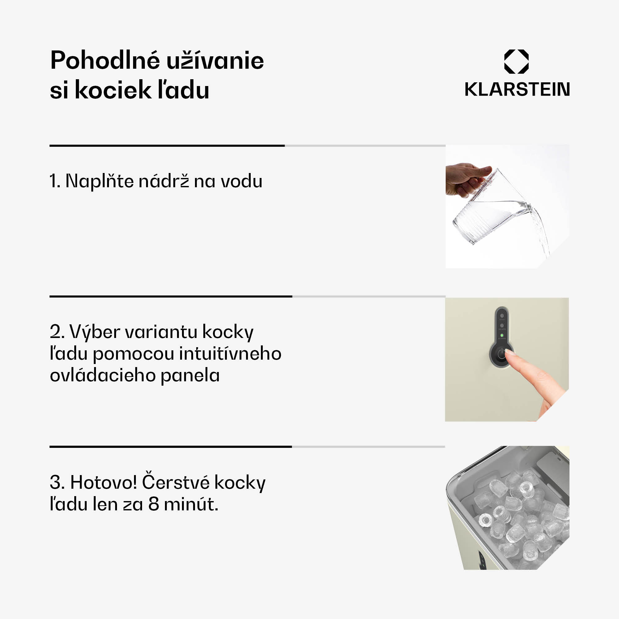 Klarstein ChillOut výrobník ľadových kociek, 12 kg/deň, 9 kociek ľadu za 8 minút, 120 W, nádrž na vodu – Obrázok 4