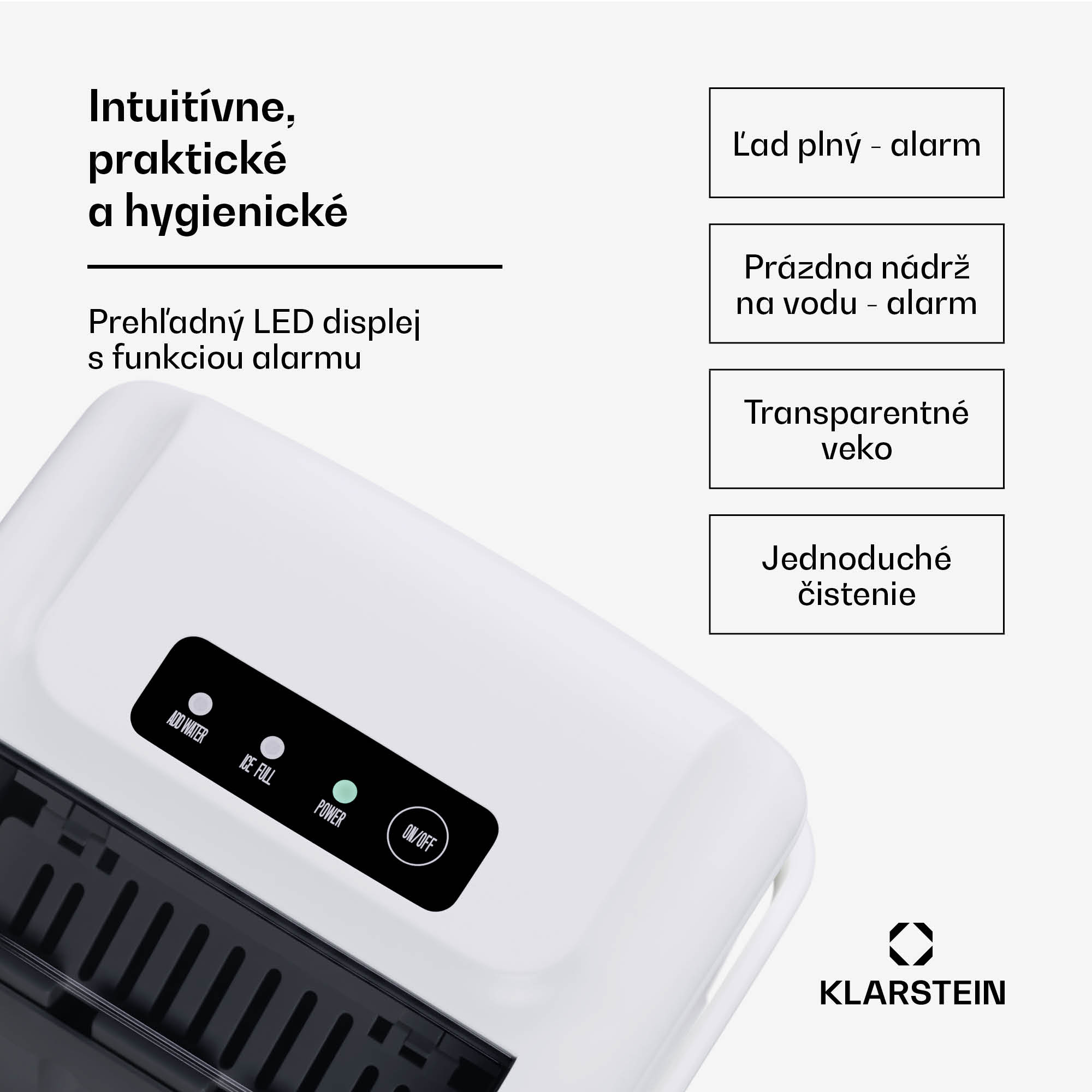 Klarstein Caldwell výrobník kociek ľadu, 12 kg kociek ľadu/deň, plne automatický, LED displej, jednoduché čistenie – Obrázok 2