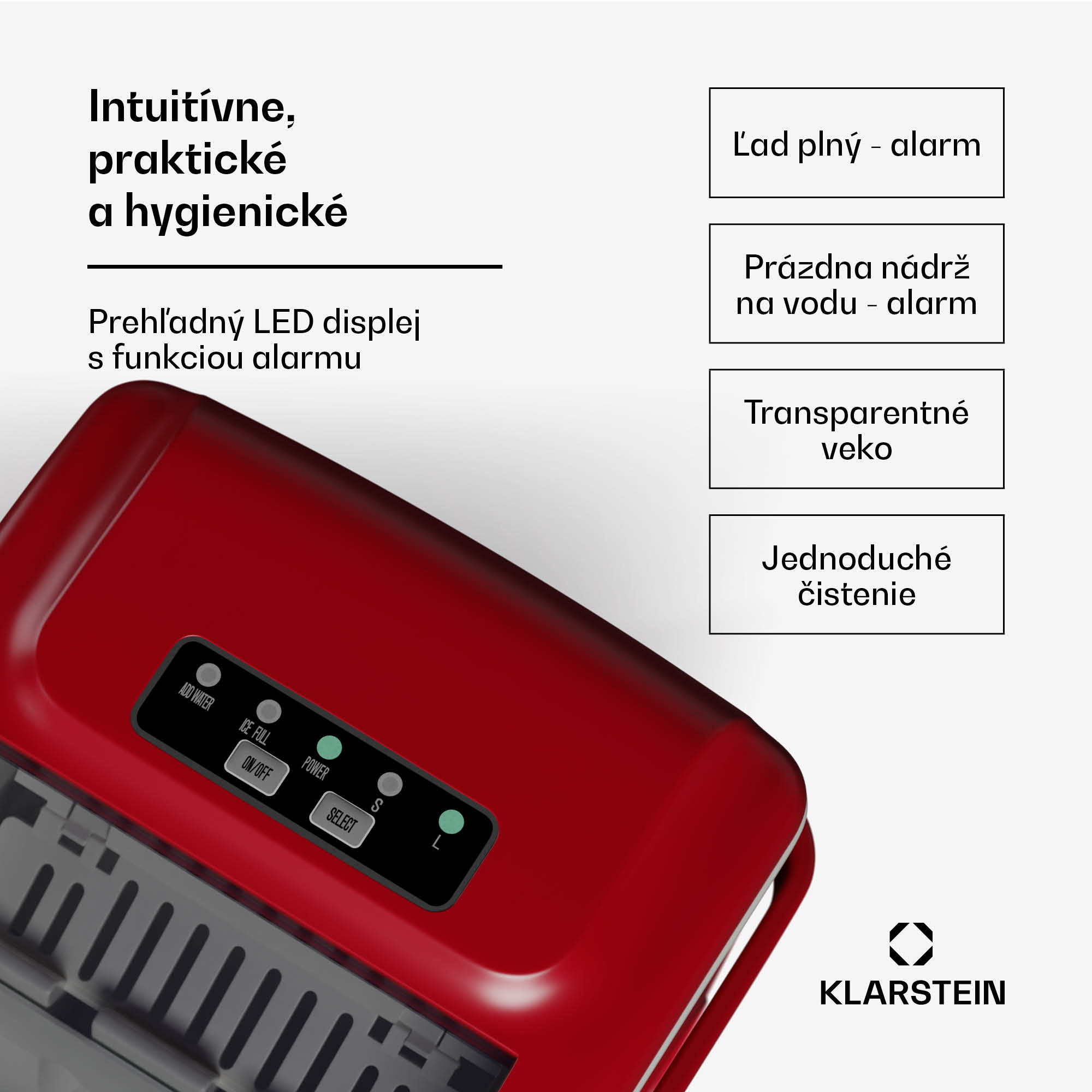 Klarstein Caldwell výrobník kociek ľadu, 12 kg kociek ľadu/deň, plne automatický, LED displej, jednoduché čistenie – Obrázok 3