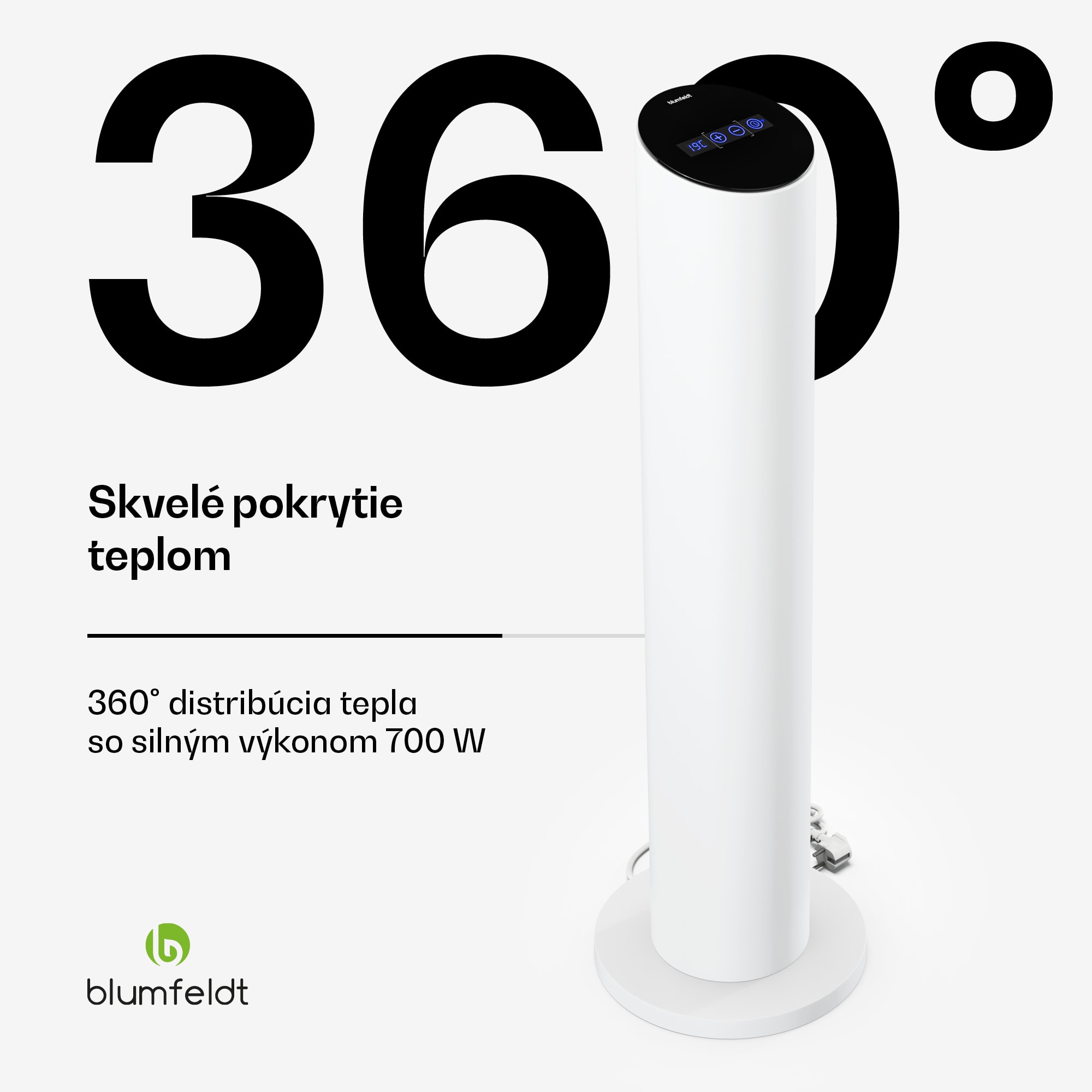 Blumfeldt SmartFlow Tower infračervený sálavý ohrievač, 700 W, 360° distribúcia tepla, WLAN-ovládanie – Obrázok 2