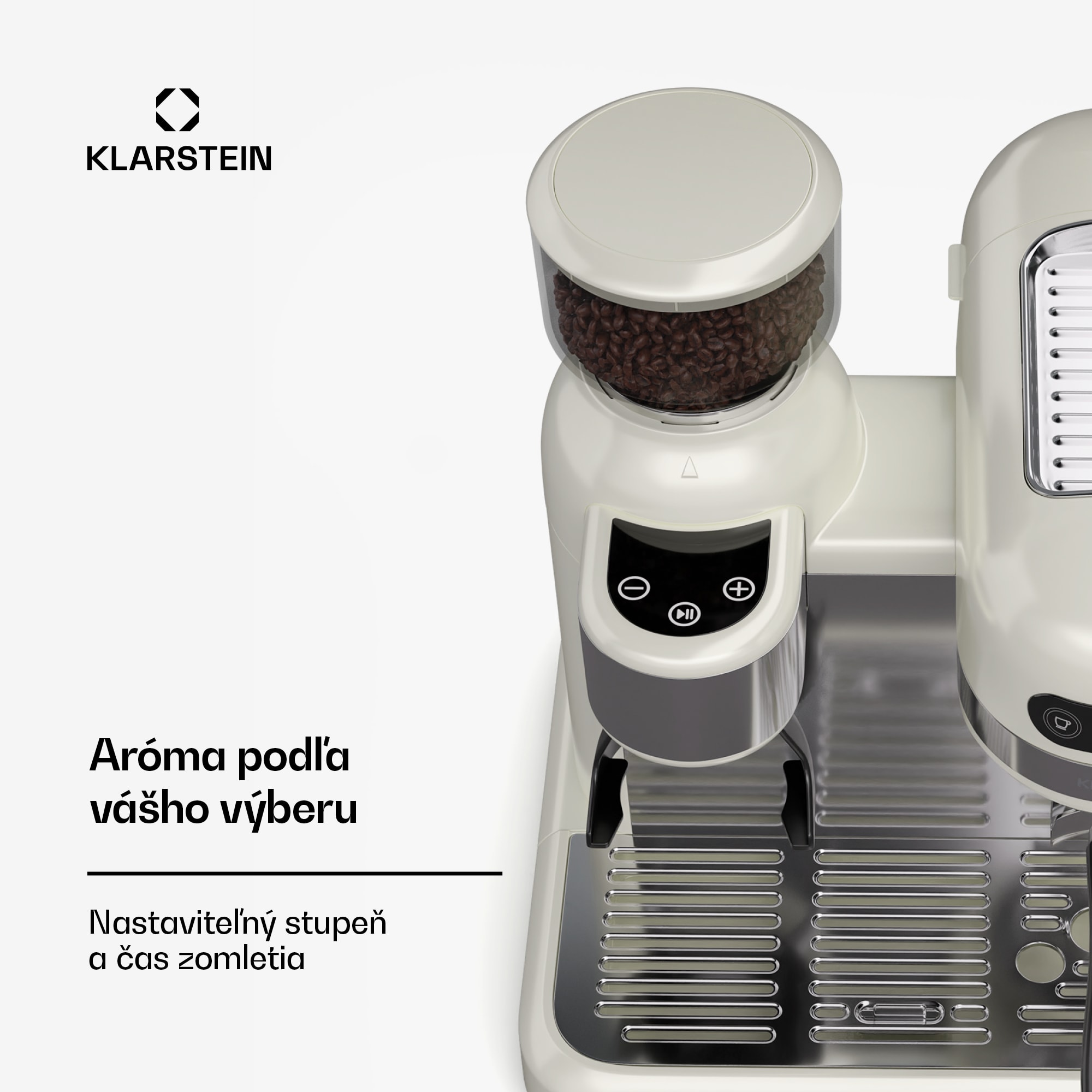 Klarstein Bella Café pákový kávovar, Vintage, mlynček, 20 bar, Napeňovač mlieka, 2 šálky, 1550 W – Obrázok 5
