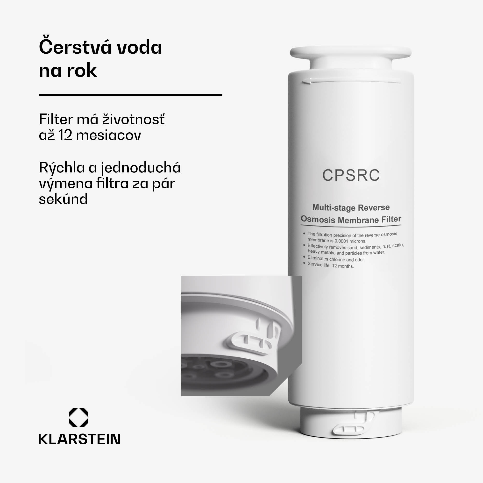 Klarstein VitalPour náhradný filter 75G, Odstraňuje 99,99 %, CF + PPC + RO membrána – Obrázok 4