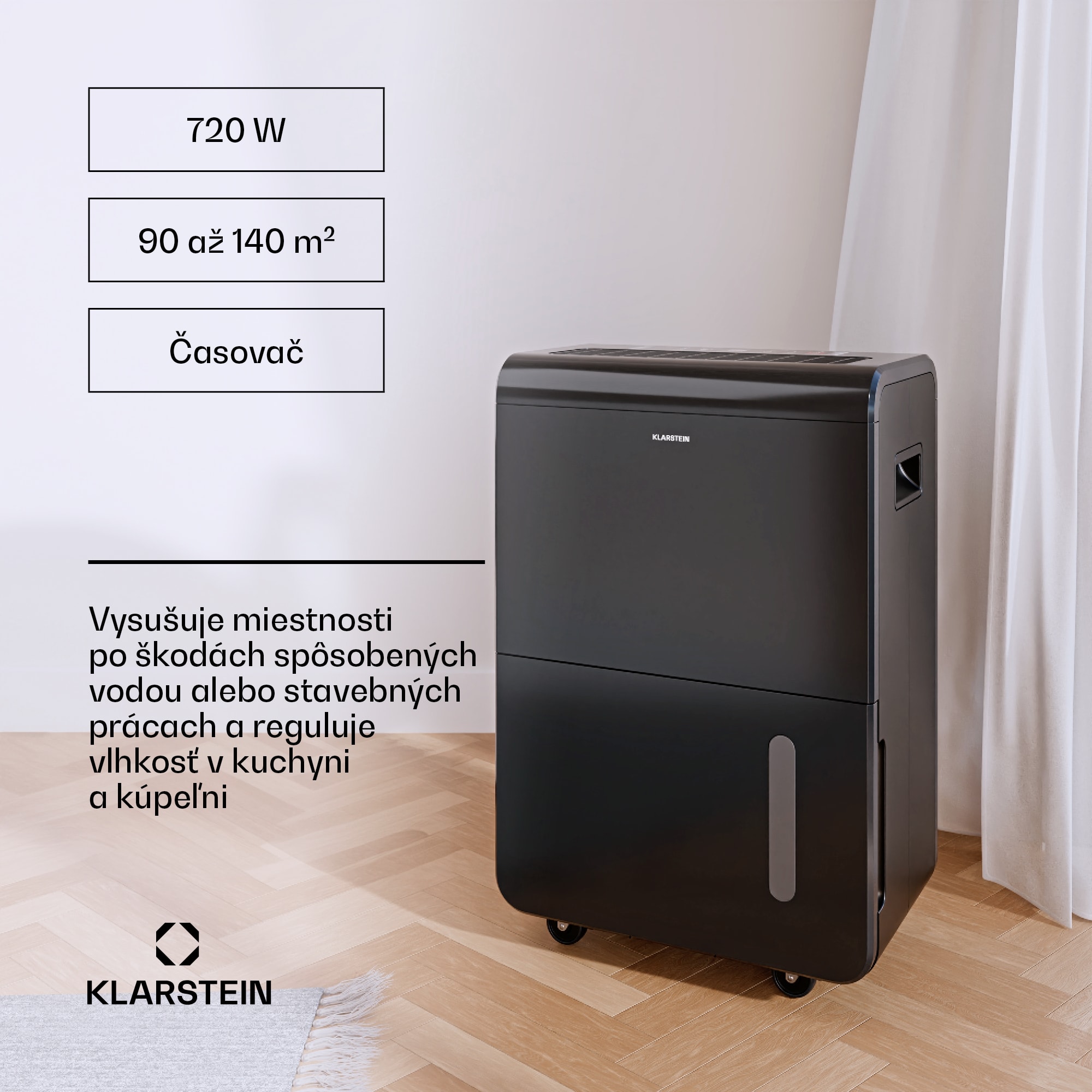 Klarstein DryFy Connect 70 odvlhčovač vzduchu, 70 l / deň, do 140 m², WiFi, ovládanie pomocou aplikácie, 8 L nádrž na vodu – Obrázok 4