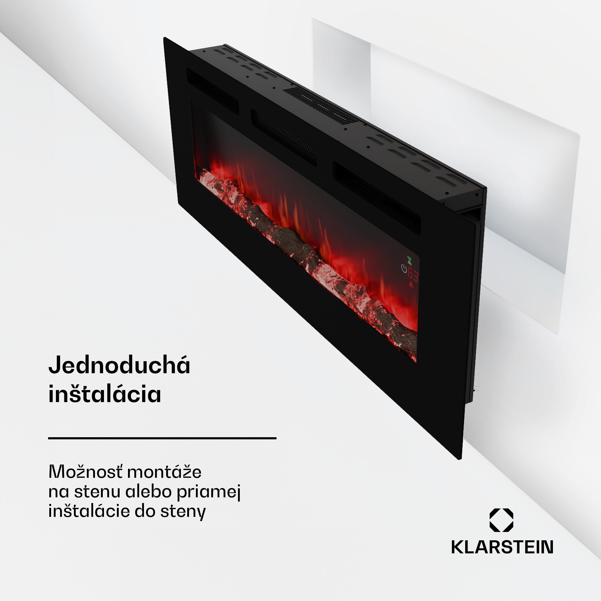 Klarstein Galeras Smart Inteligentný elektrický krb, 2 nastavenia teploty, 16 - 30°| LED ilúzia plameňa, Možnosť pripojenia k IOT – Obrázok 3