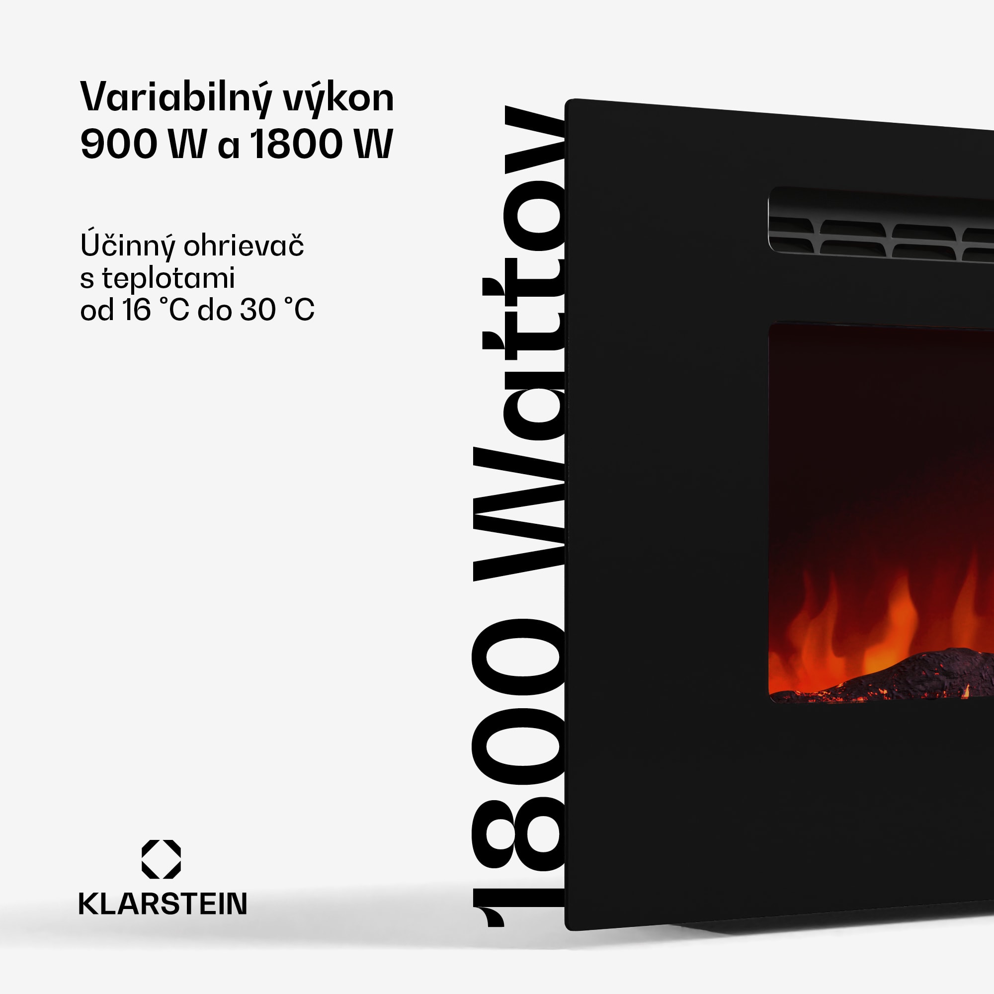 Klarstein Galeras Smart Inteligentný elektrický krb, 2 nastavenia teploty, 16 - 30°| LED ilúzia plameňa, Možnosť pripojenia k IOT – Obrázok 2