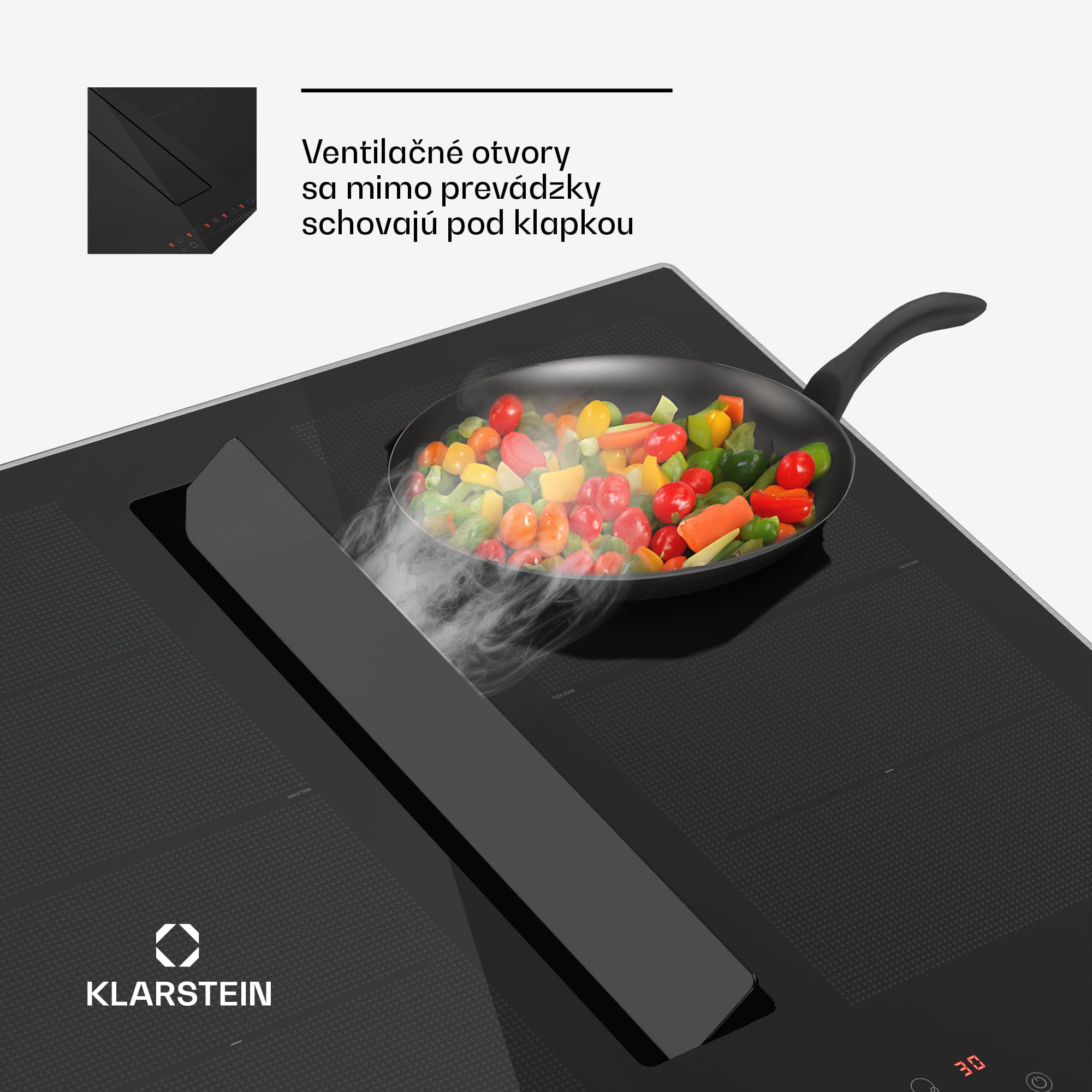 Klarstein Chef-Fusion Prime Down Air System, 2 v 1, indukčná varná doska + digestor, výkonný – Obrázok 2