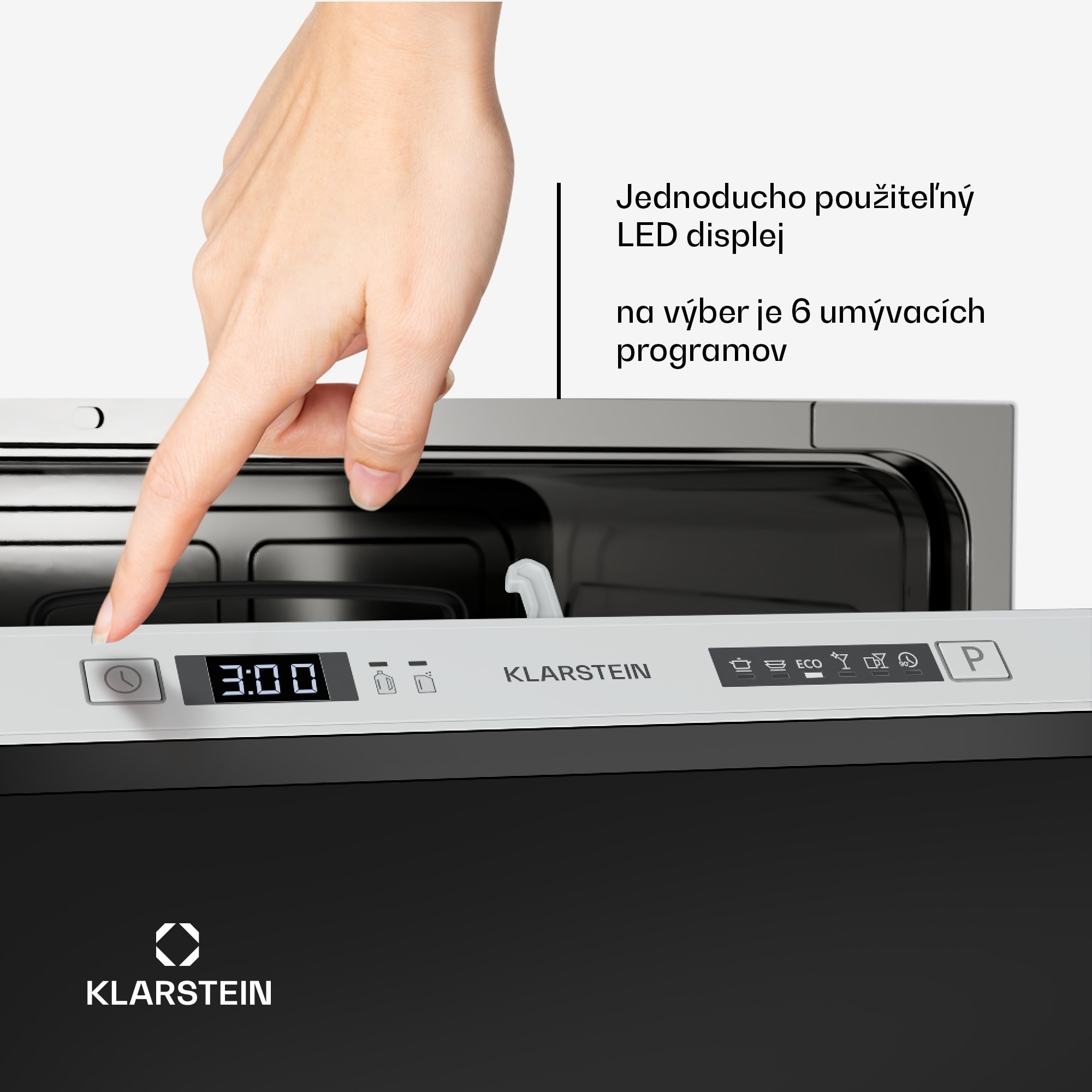 Klarstein Havasia Flow UV 6 Secret vstavaná umývačka riadu, kompaktná, 6 súprav, UV-Svetlo, 6 Programov – Obrázok 4