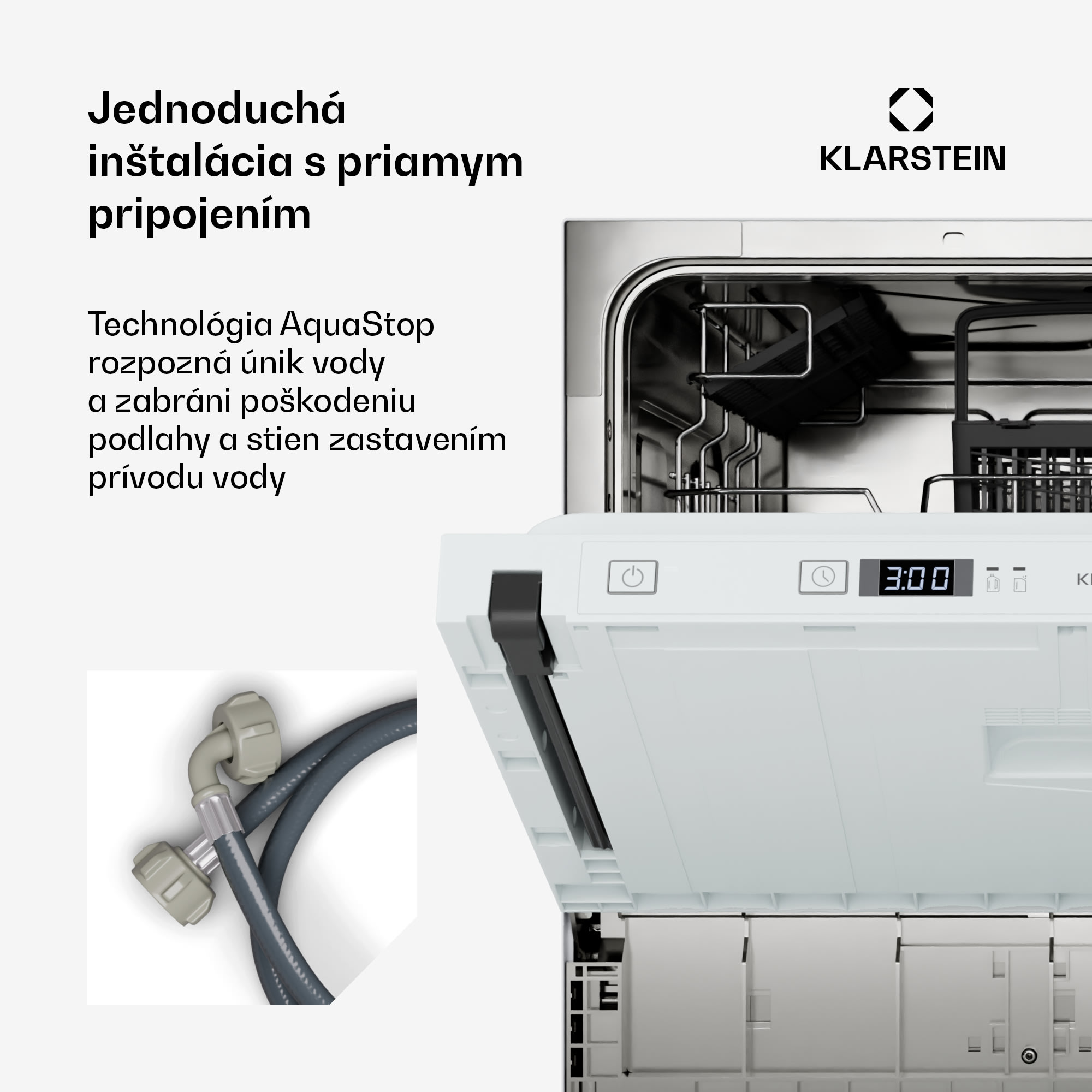 Klarstein Havasia Flow UV 6 Secret vstavaná umývačka riadu, kompaktná, 6 súprav, UV-Svetlo, 6 Programov – Obrázok 5