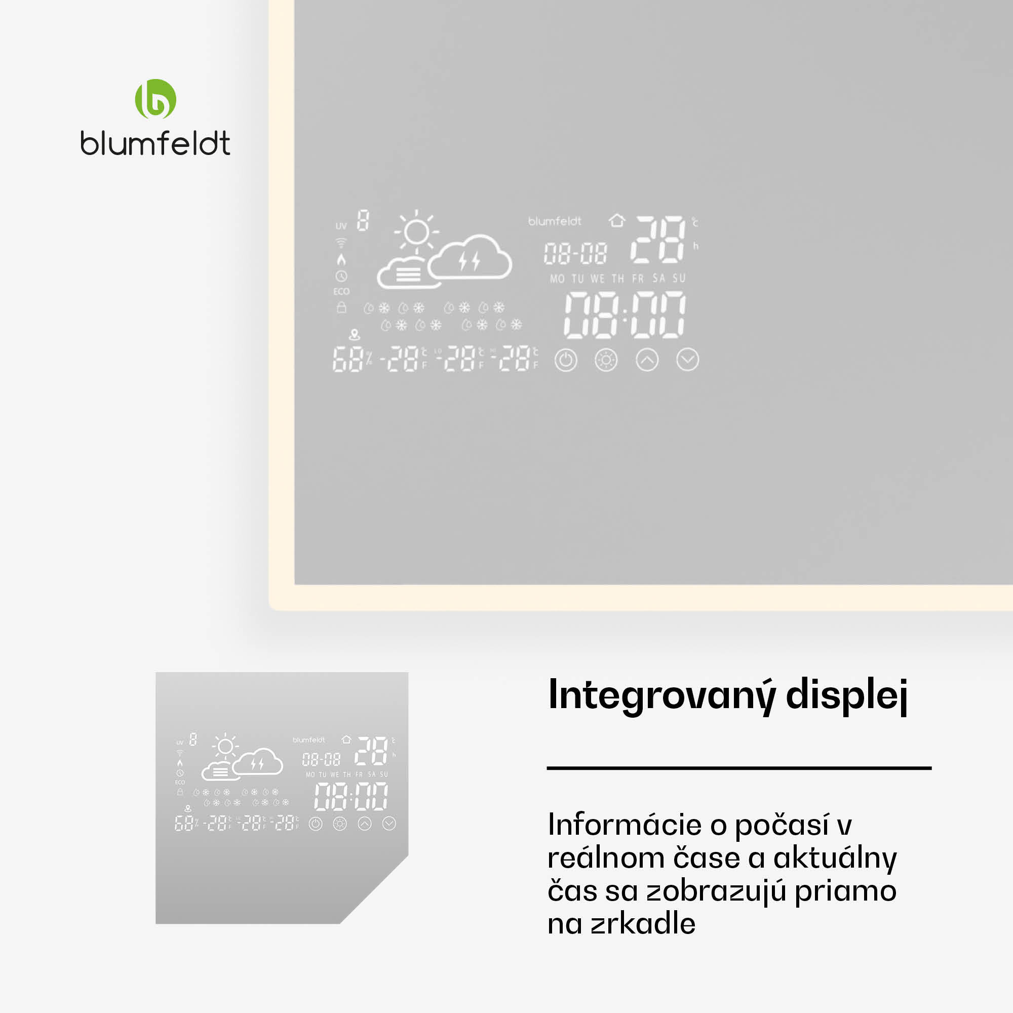 Blumfeldt Infračervený ohrievač, Smart Mirror, Infračervené žiarenie, 500 W, IP43 – Obrázok 3