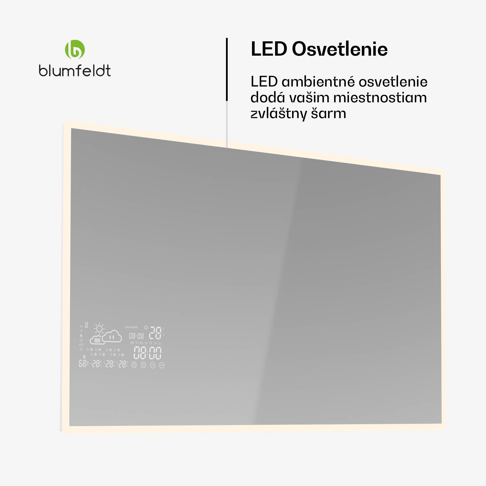 Blumfeldt Infračervený ohrievač, Smart Mirror, Infračervené žiarenie, 500 W, IP43 – Obrázok 5
