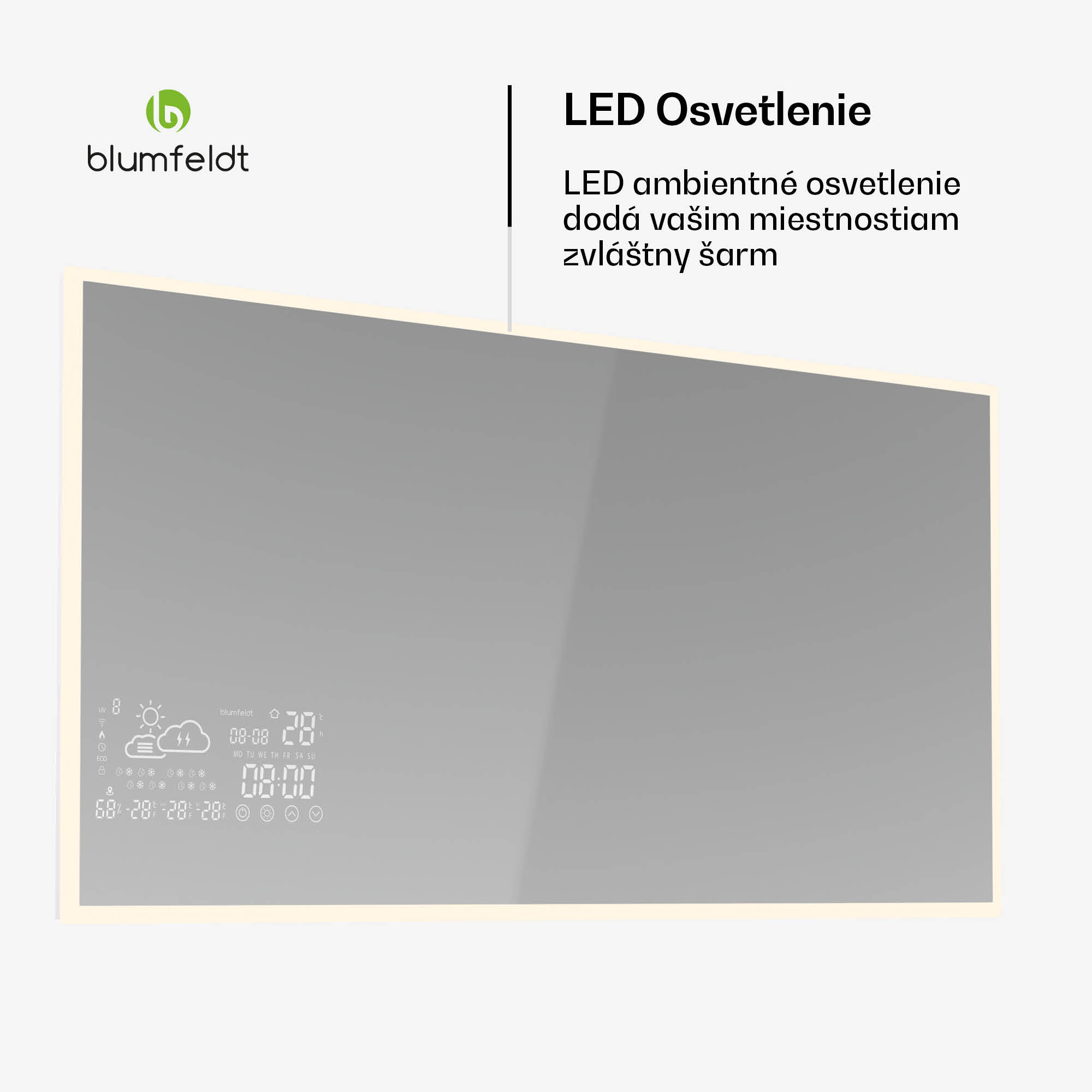 Blumfeldt Infračervený ohrievač, Smart Mirror, Infračervené žiarenie, 600 W, IP43 – Obrázok 3